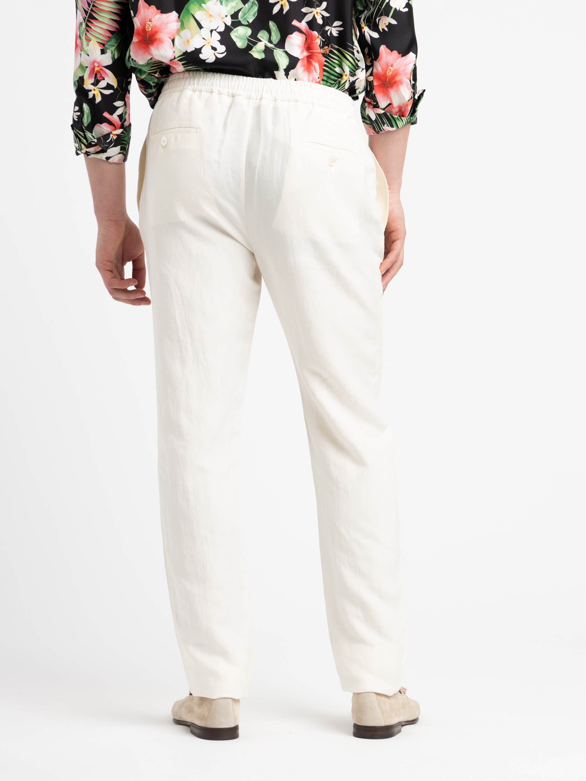 Off-White Hand-Tailored Silk-Linen Trousers