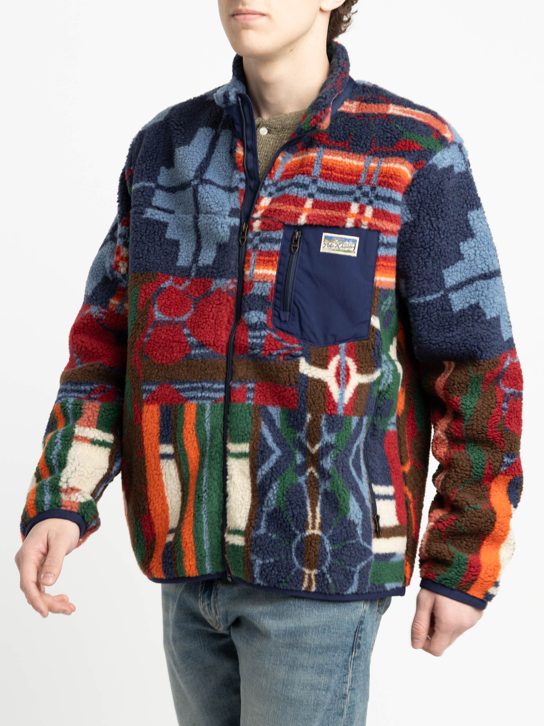 Pinelodge Patchwork-Print Pile Fleece Jacket