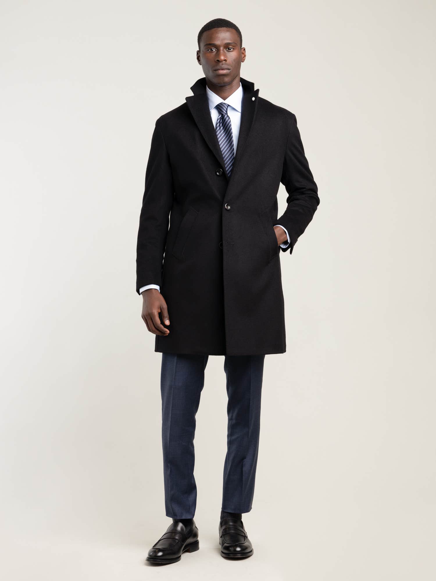 Black Wool Cashmere Overcoat