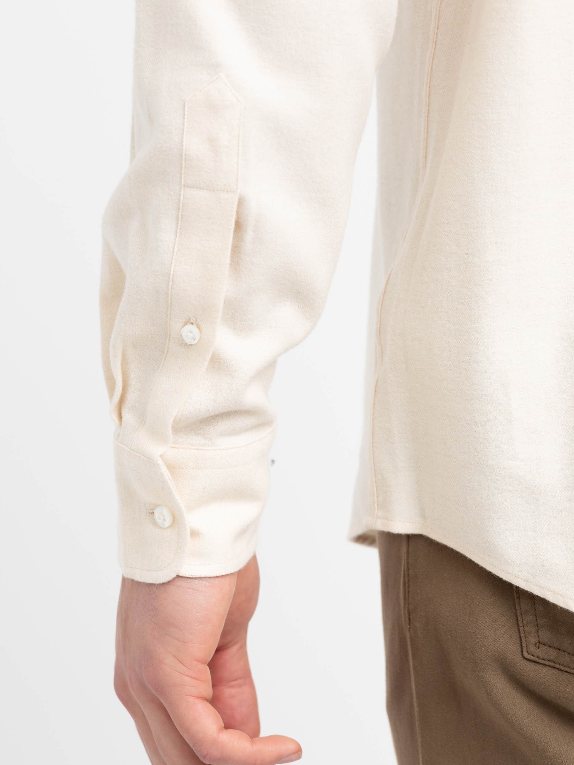 Cream Herringbone Flannel Shirt
