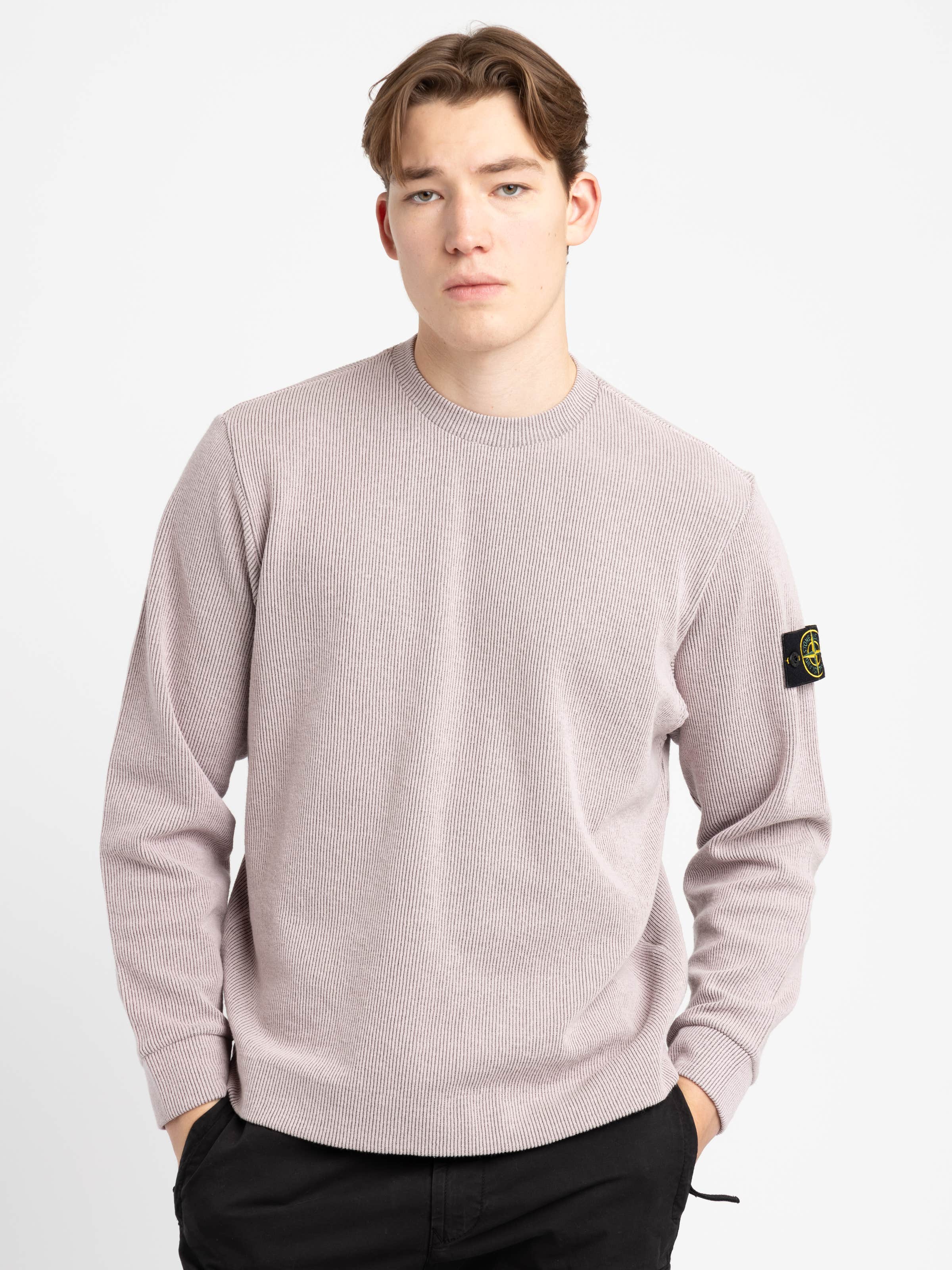 Muted Pink Ribbed Crewneck Sweater