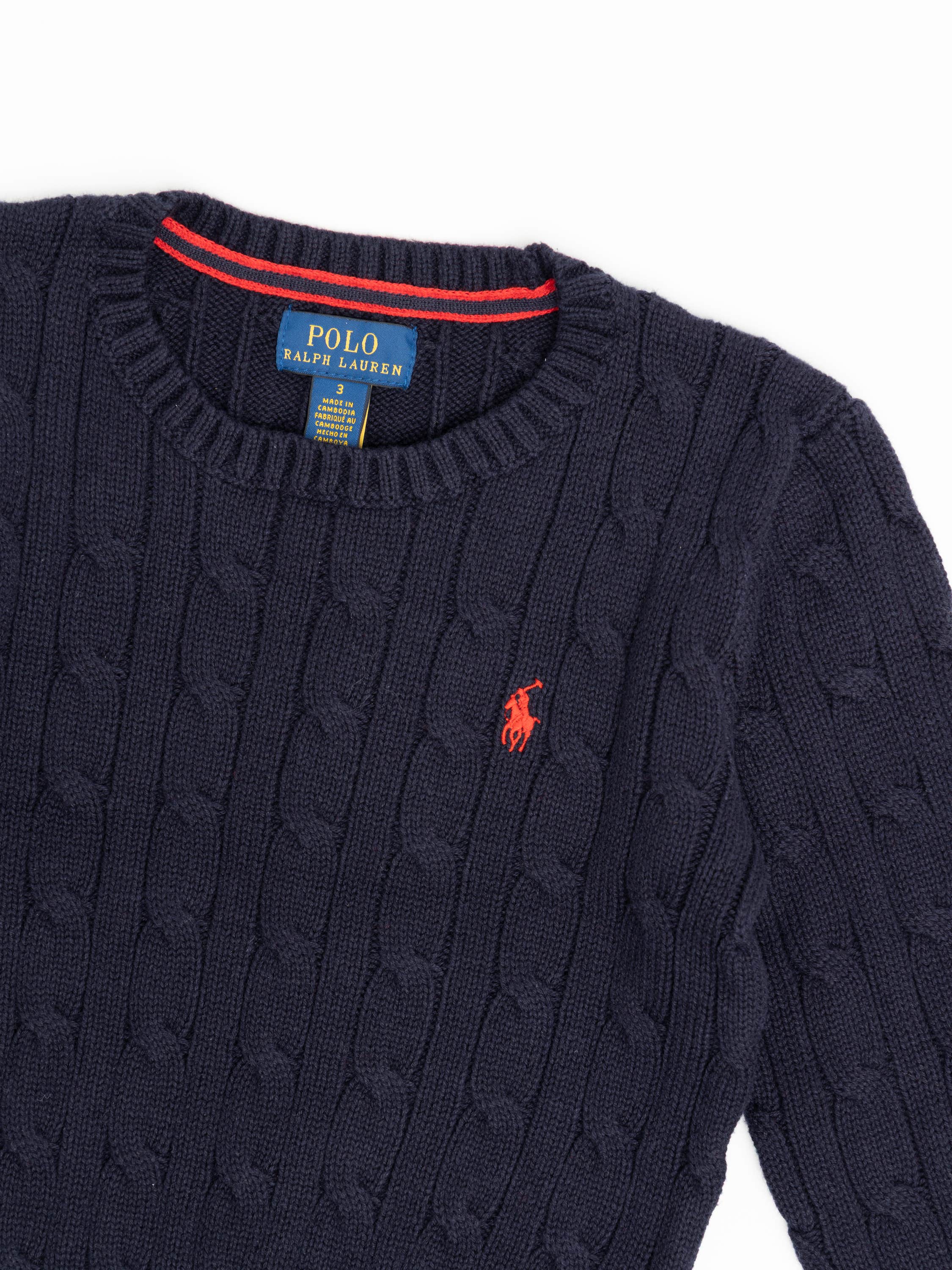 Navy Cable-Knit Cotton Sweater