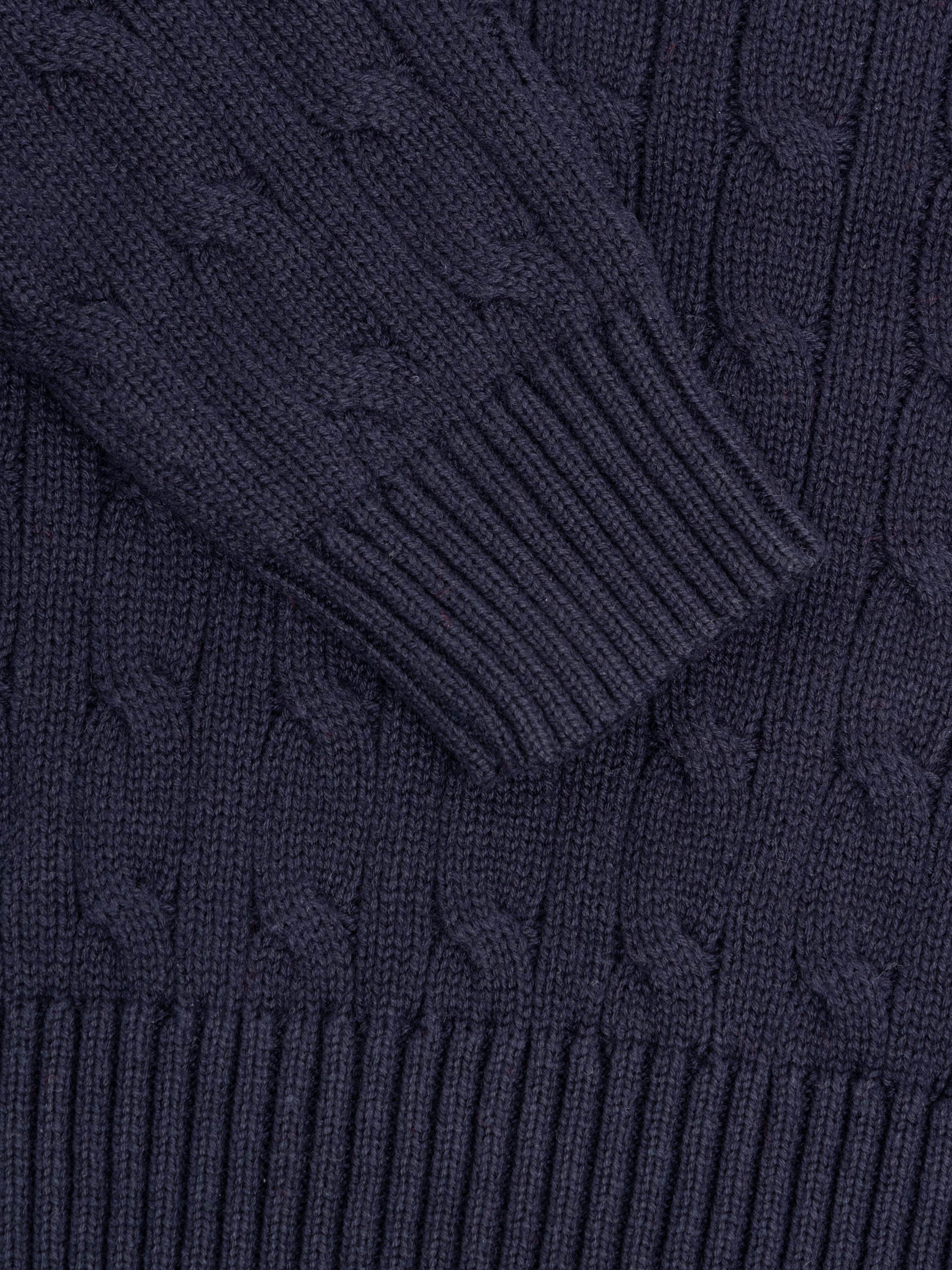 Navy Cable-Knit Cotton Sweater