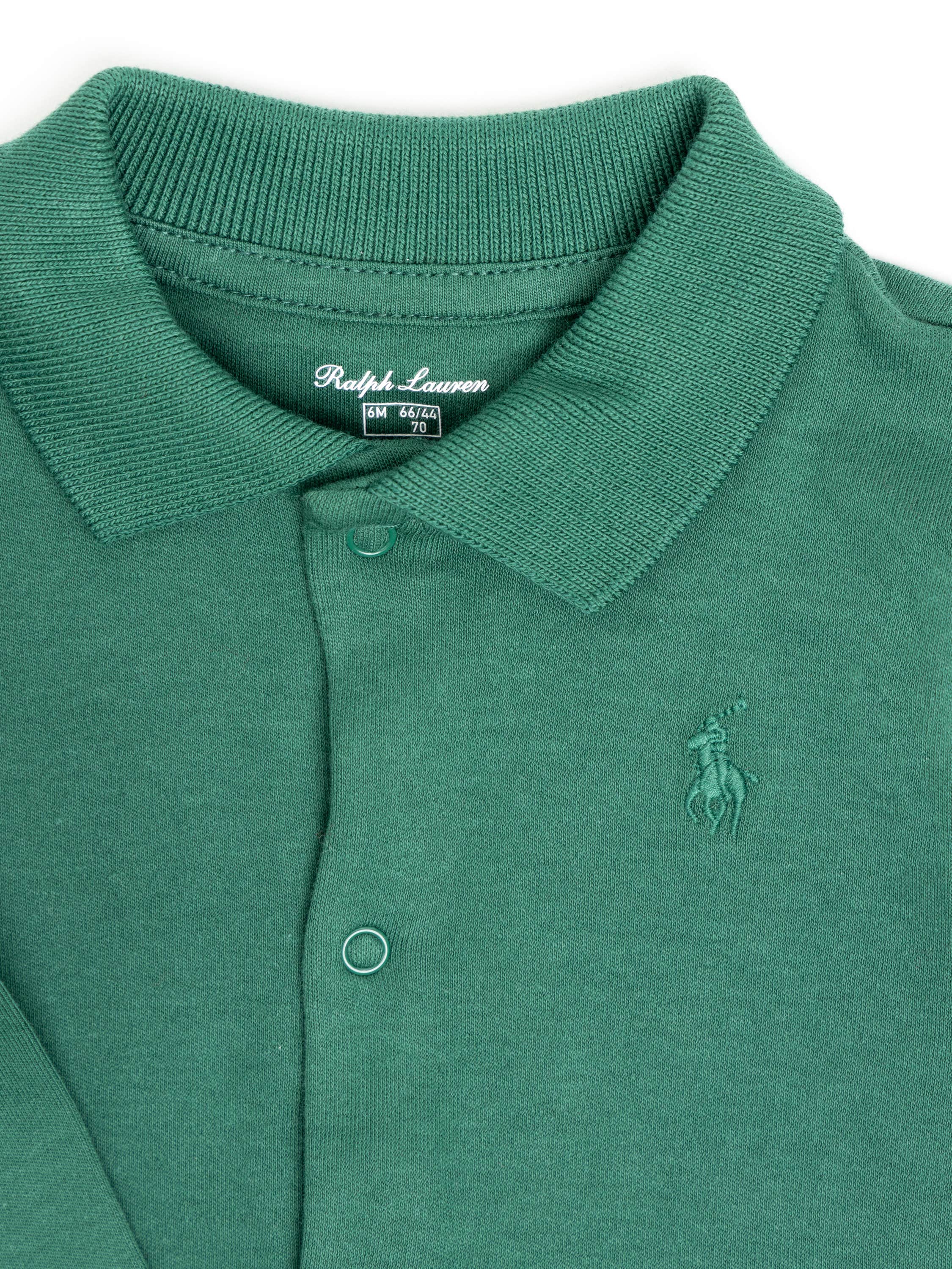 Green Cotton Polo Pony Footed Coverall