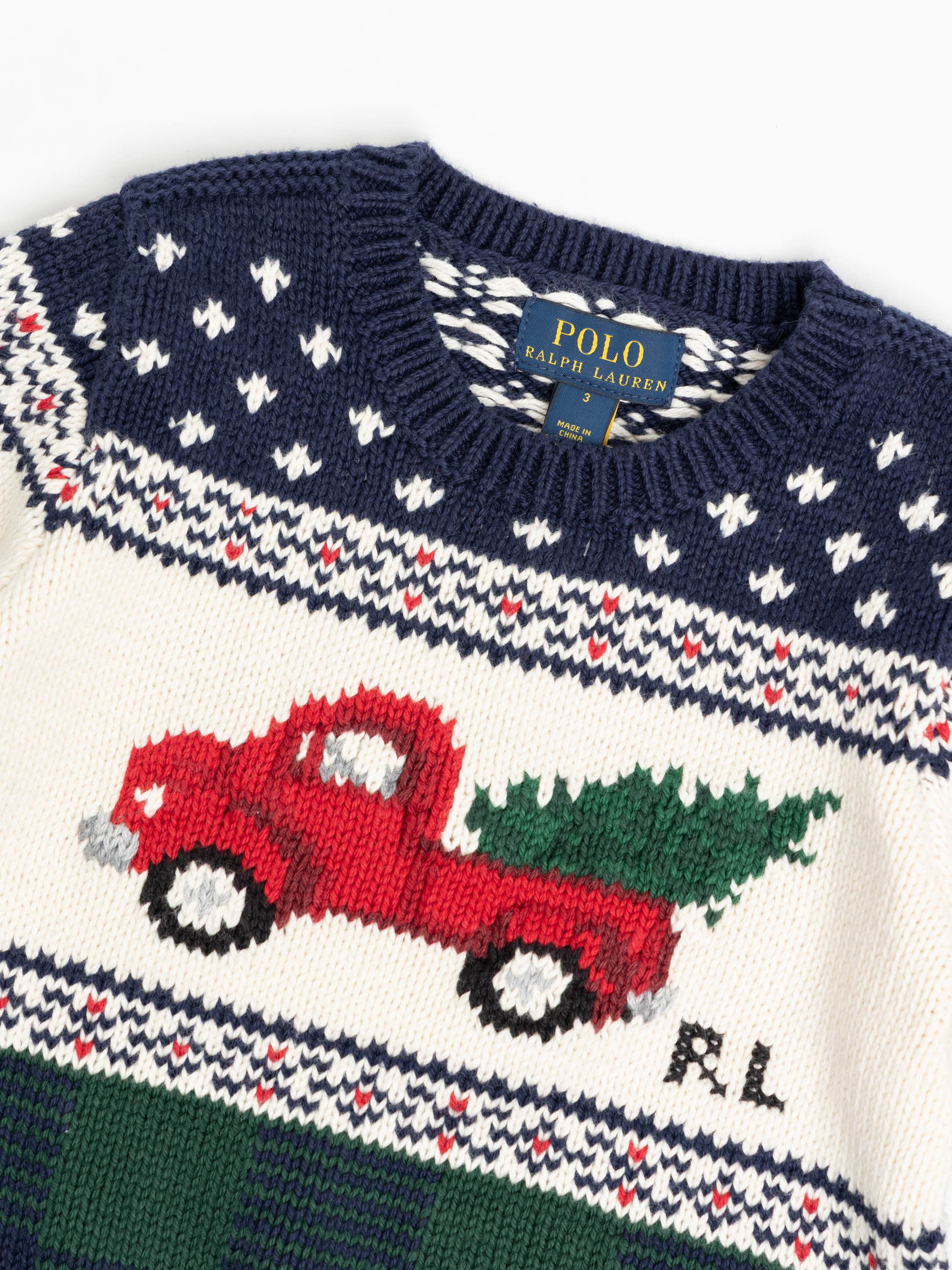 Truck-Intarsia Cotton Sweater