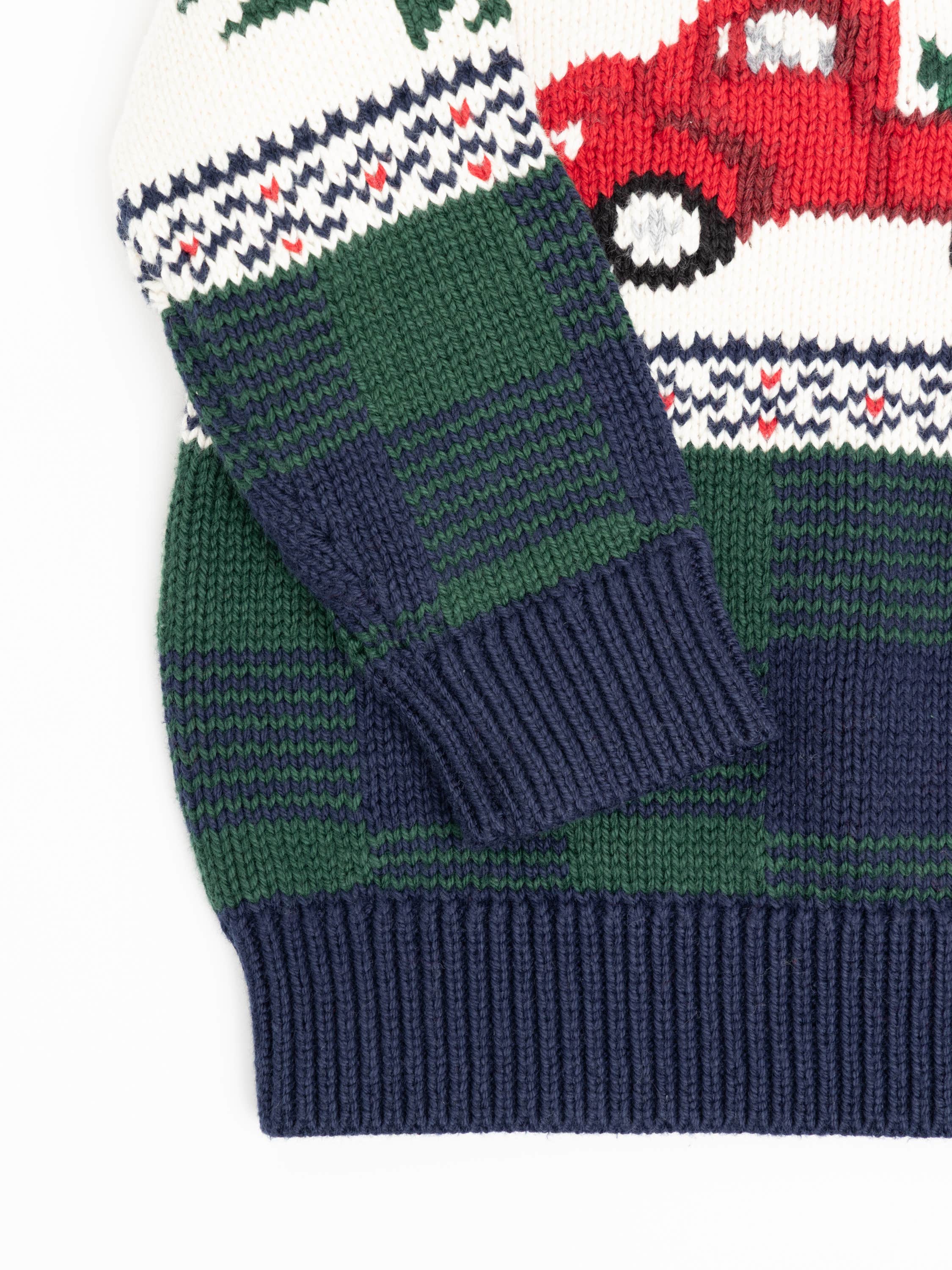 Truck-Intarsia Cotton Sweater