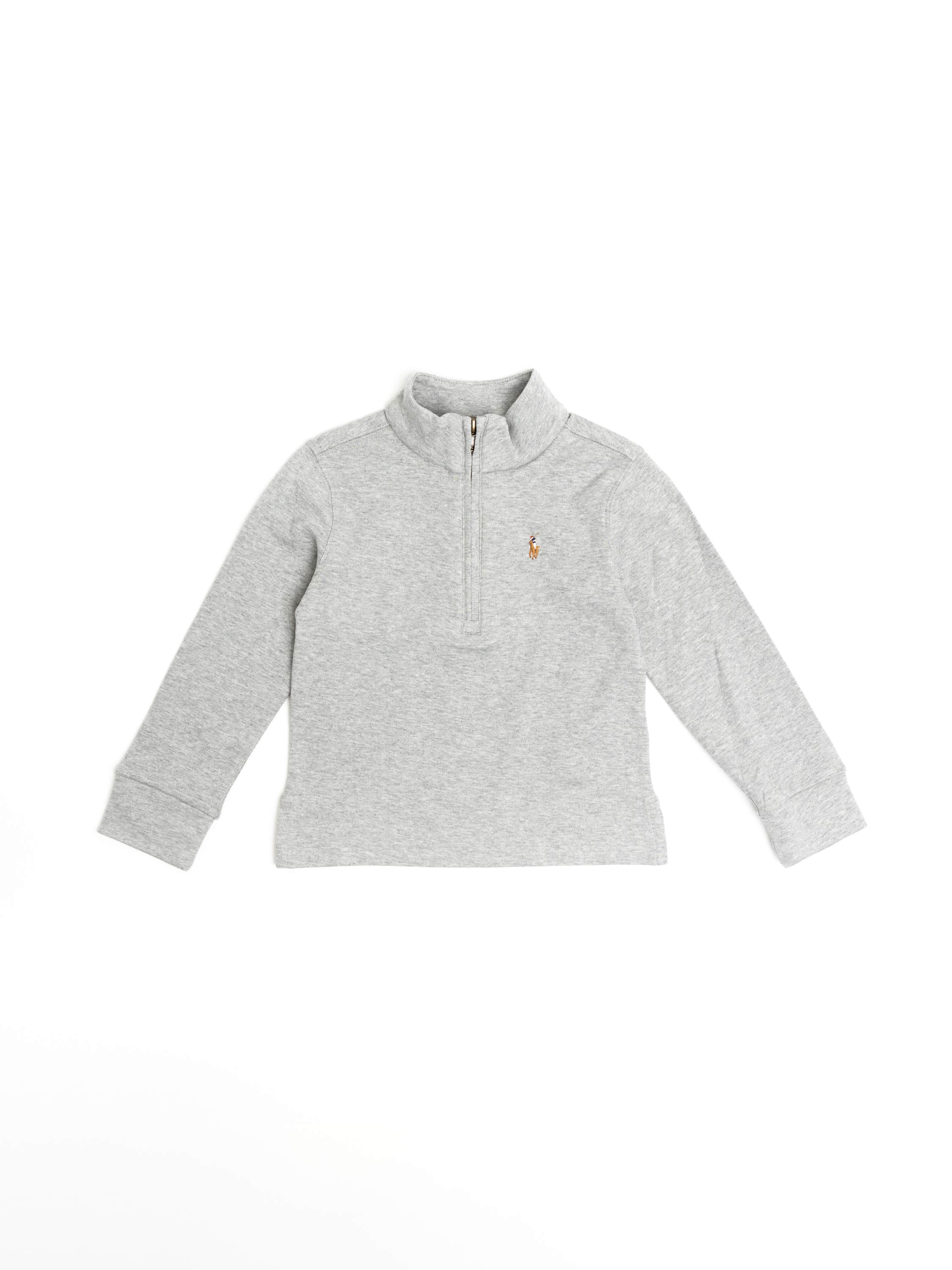 Heather Grey Cotton Interlock Quarter-Zip Pullover