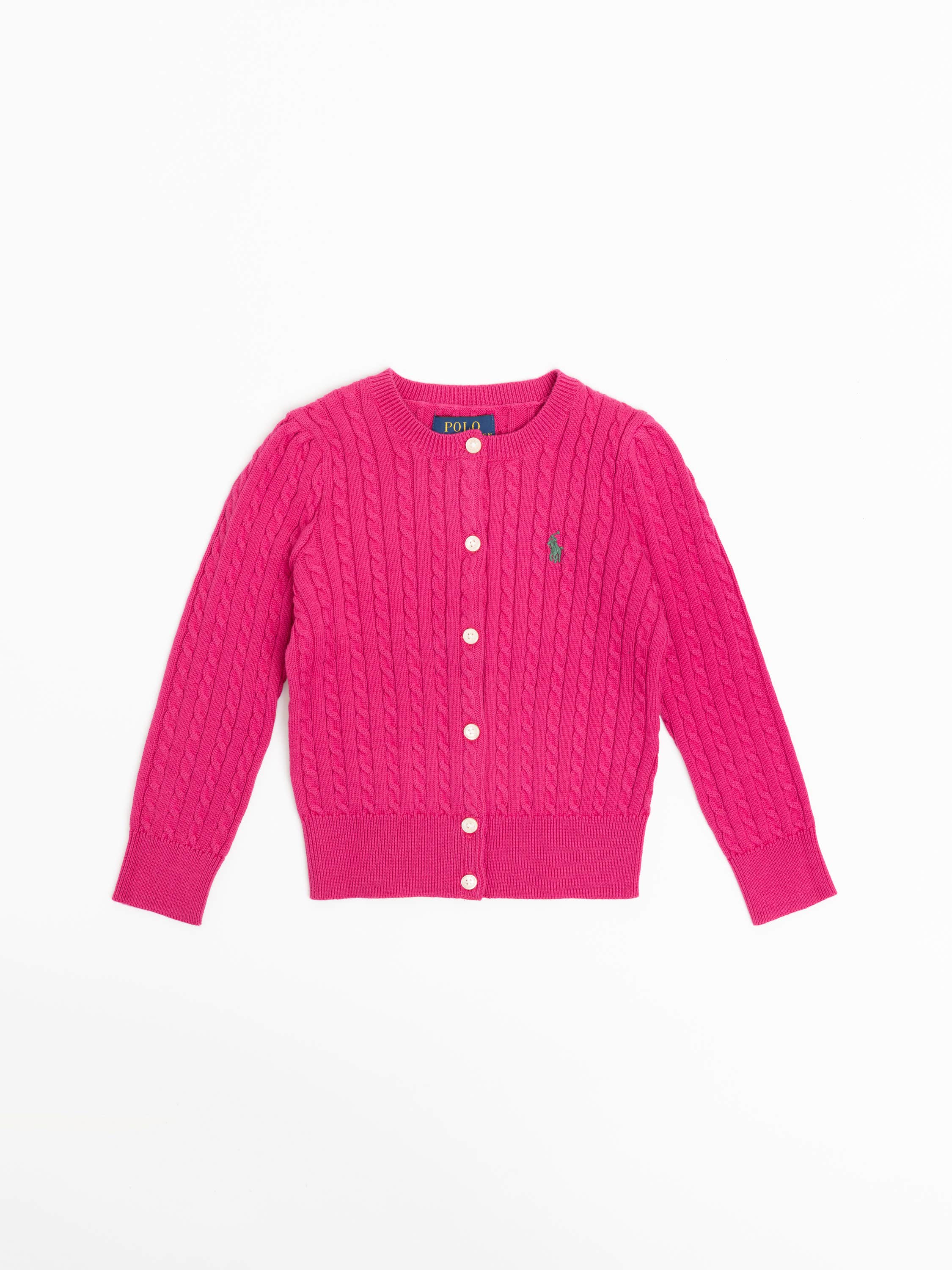 Preppy Pink Mini-Cable Cotton Cardigan