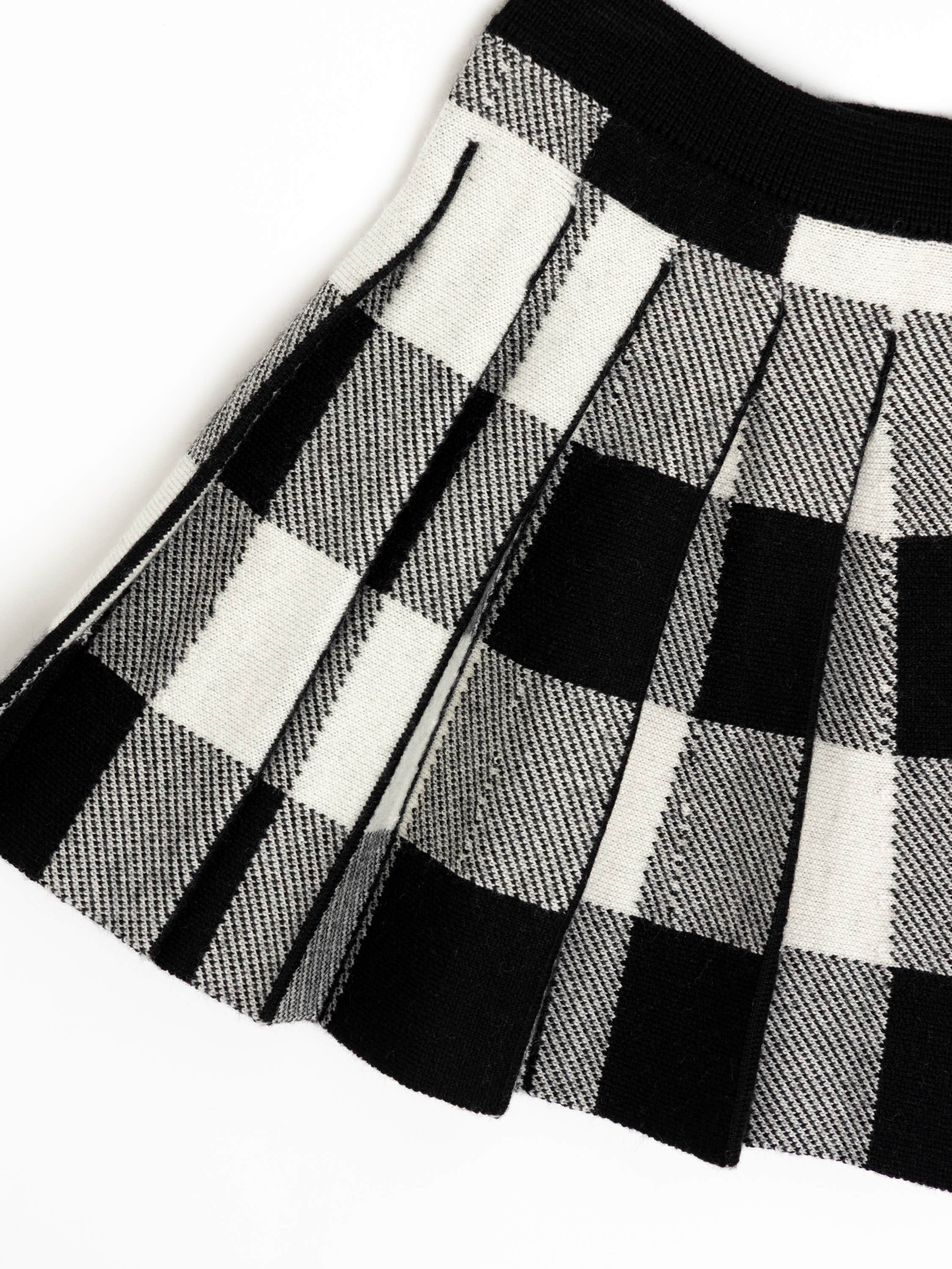 Buffalo Check Wool Cardigan & Skirt Set