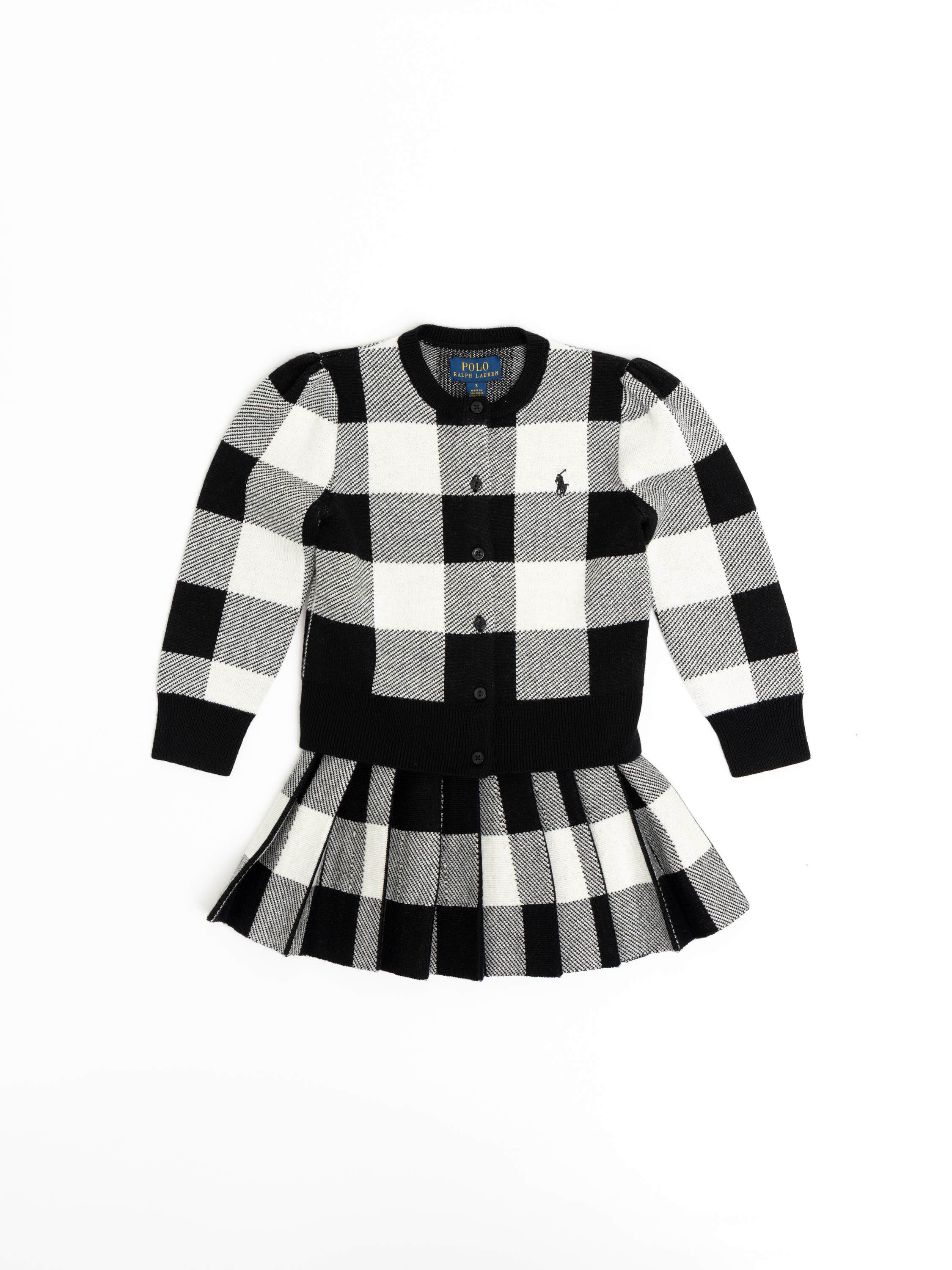 Buffalo Check Wool Cardigan & Skirt Set