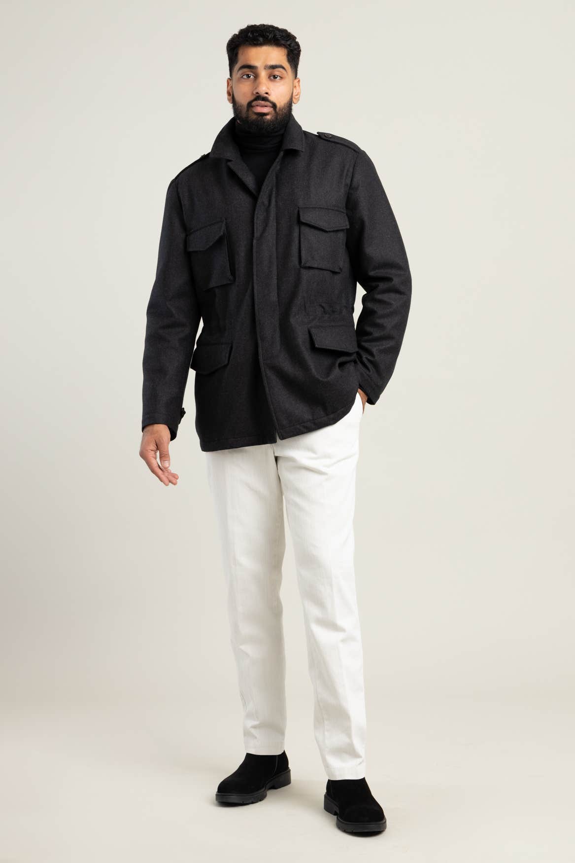 Dark Grey Wool Field Jacket
