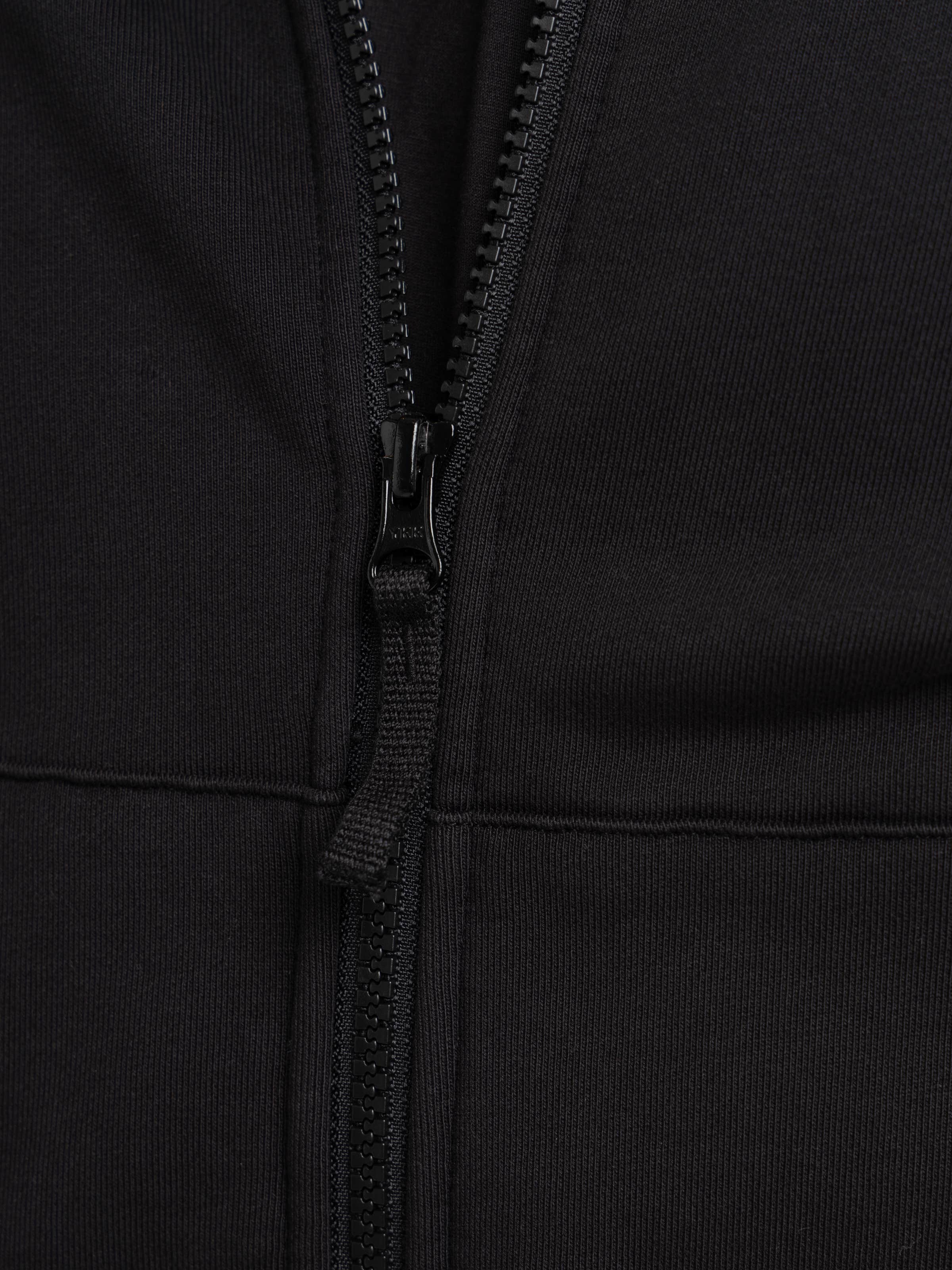 Black Cotton Full Zip Hooded Sweater
