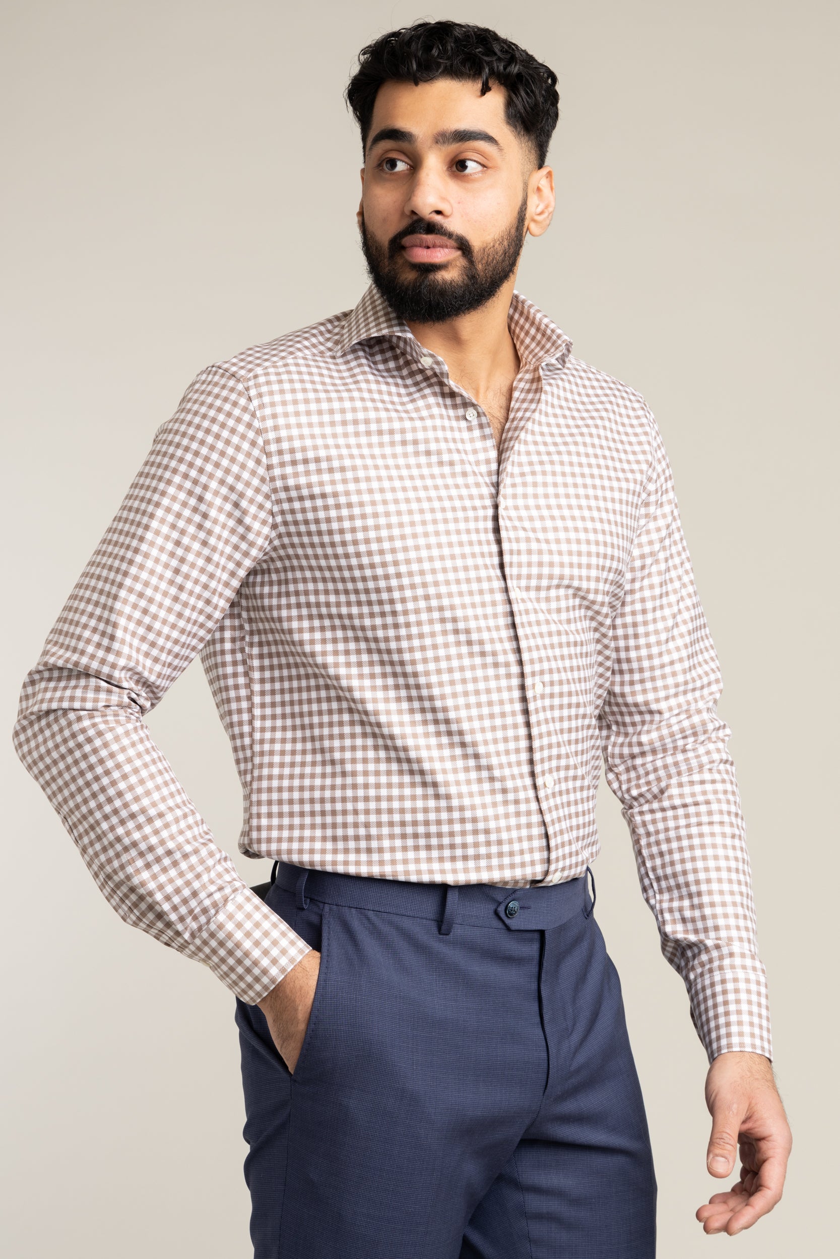 Slimline Brown Check Dress Shirt – The Helm Clothing