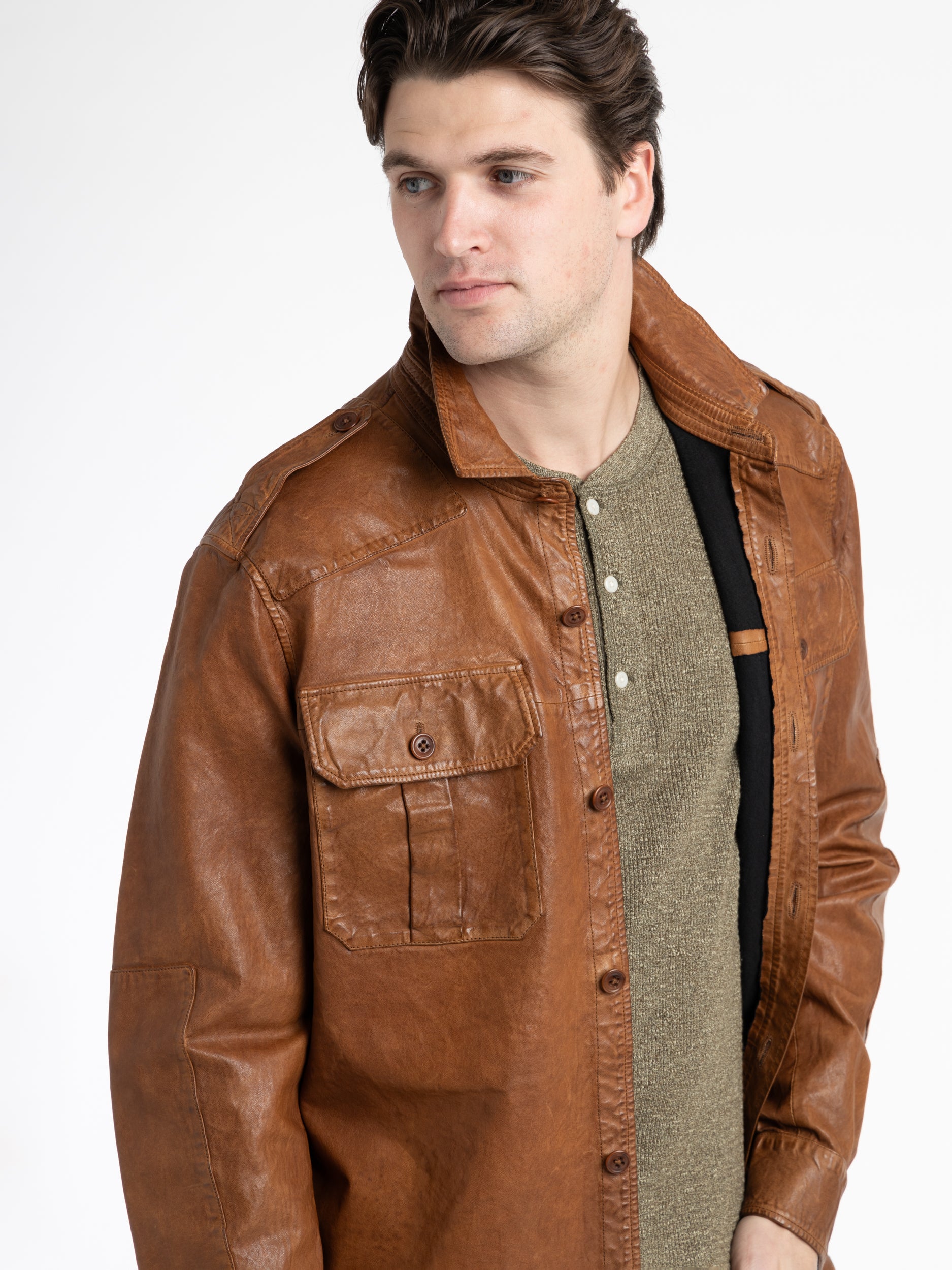 Washed Leather Utility Jacket – The Helm Clothing