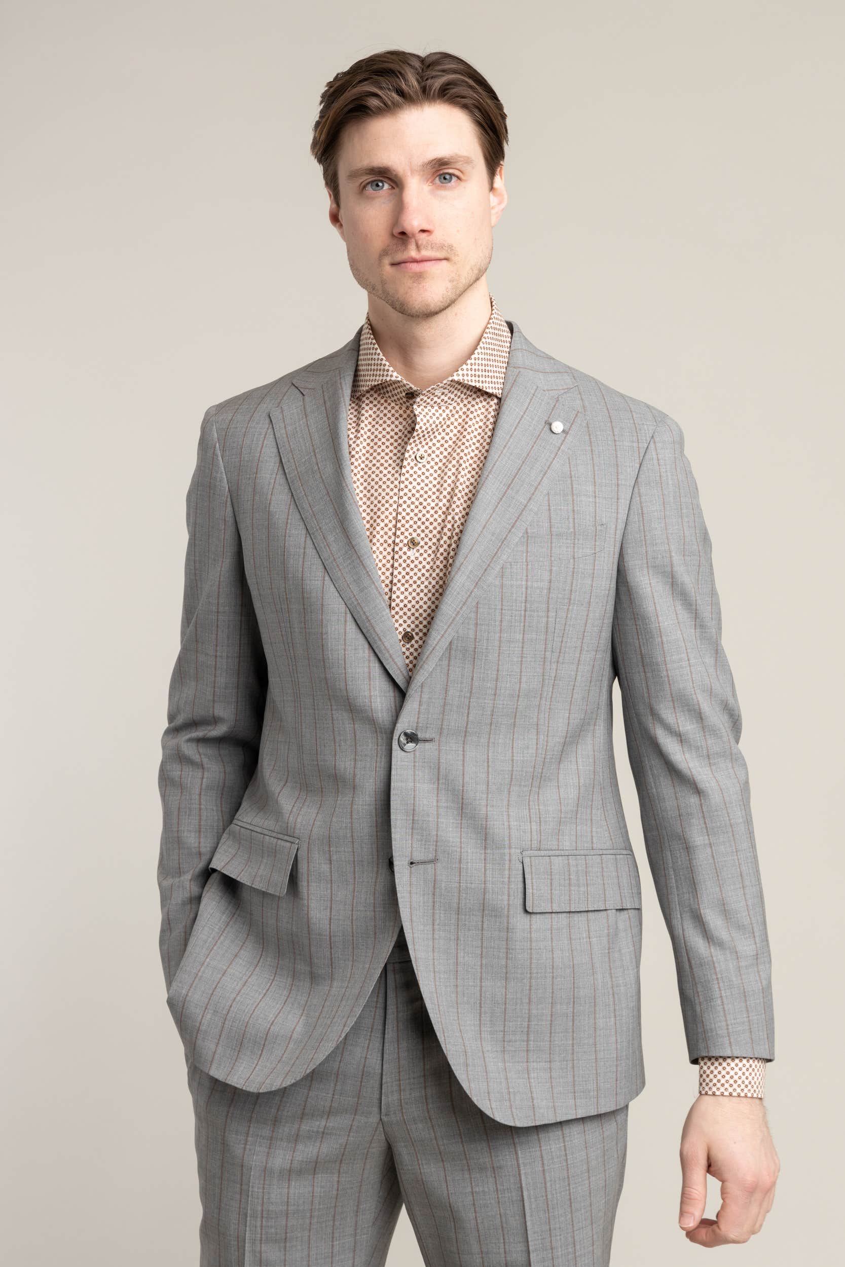 Grey Chalk Stripe Suit