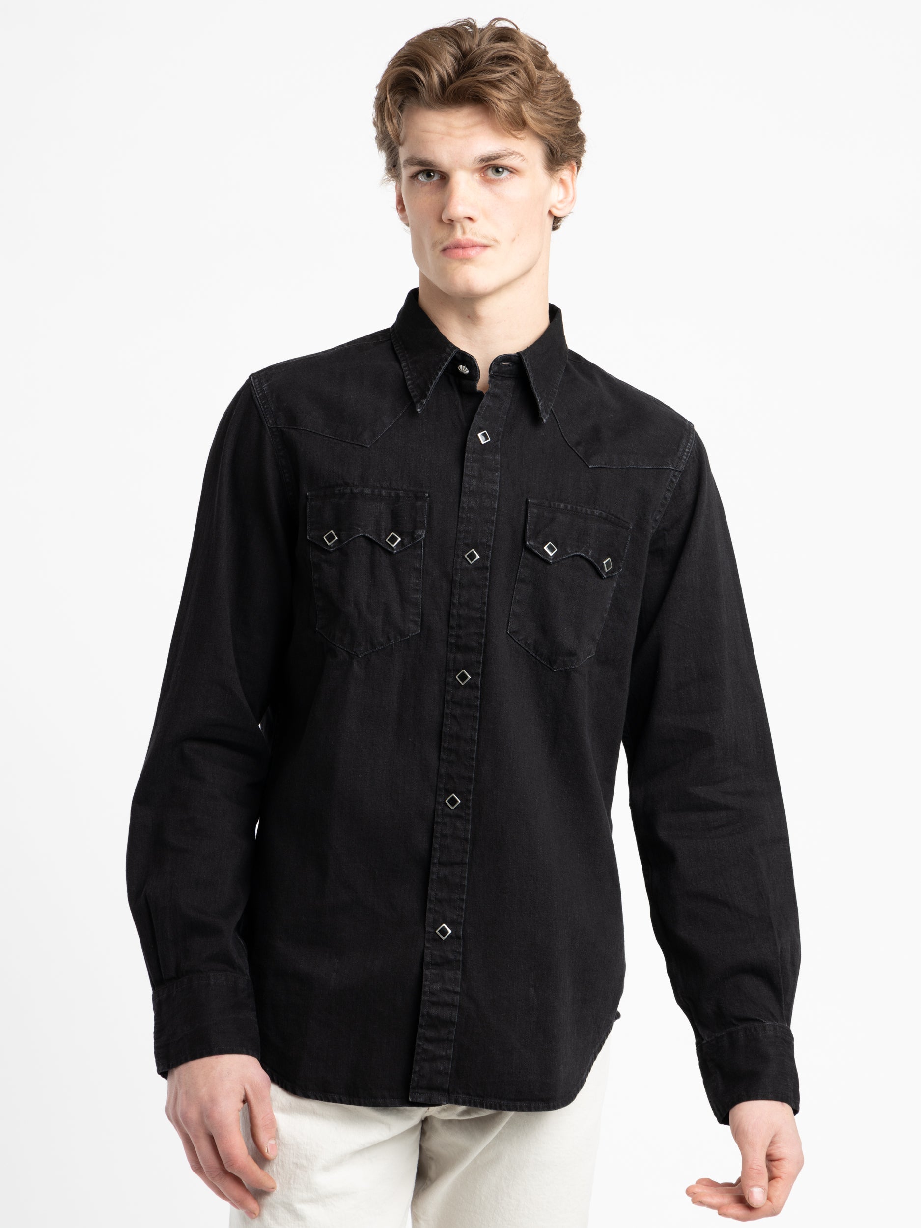 Black Slim Fit Denim Western Shirt – The Helm Clothing