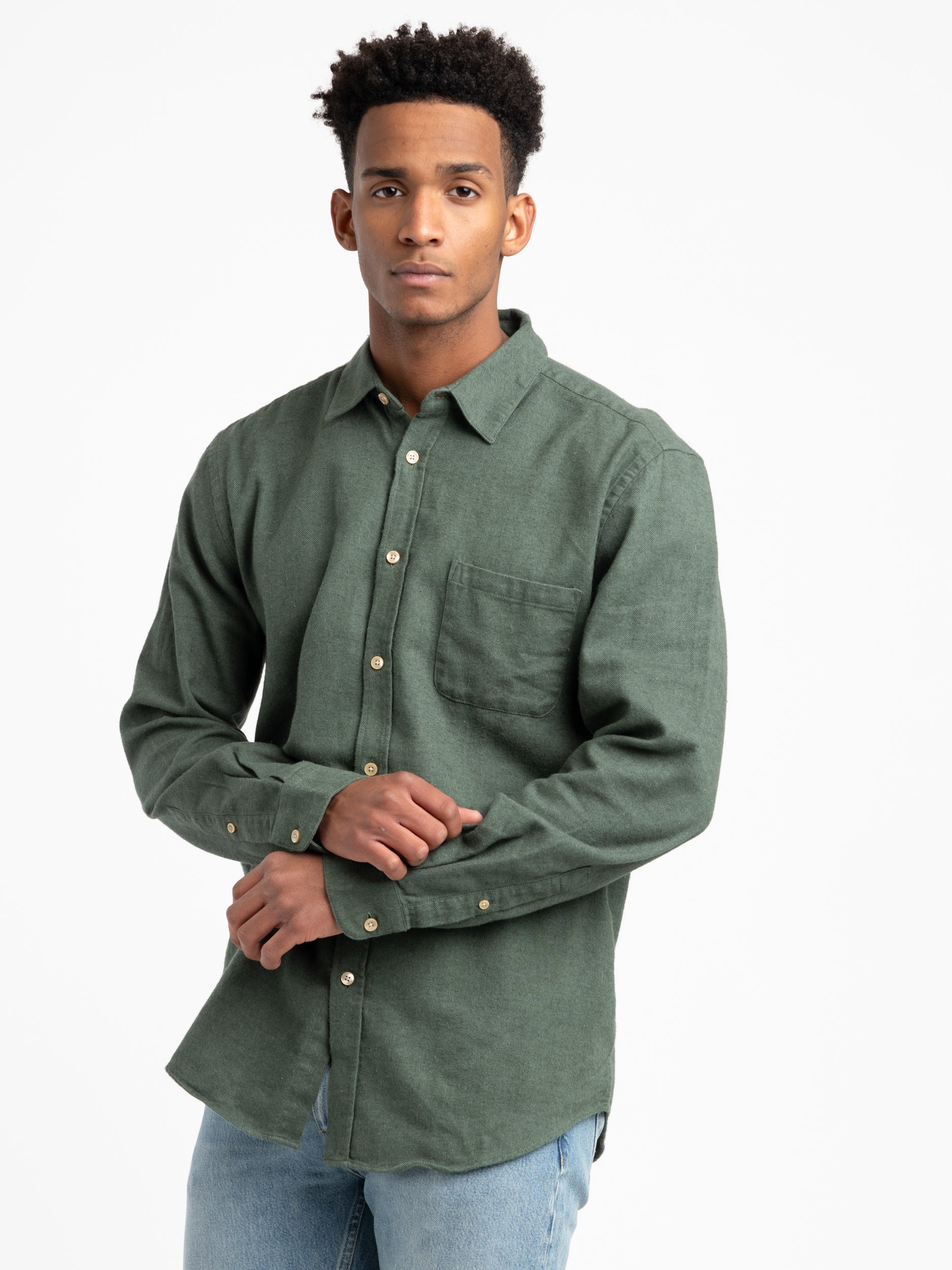 Moss Green Teca Flannel Shirt – The Helm Clothing