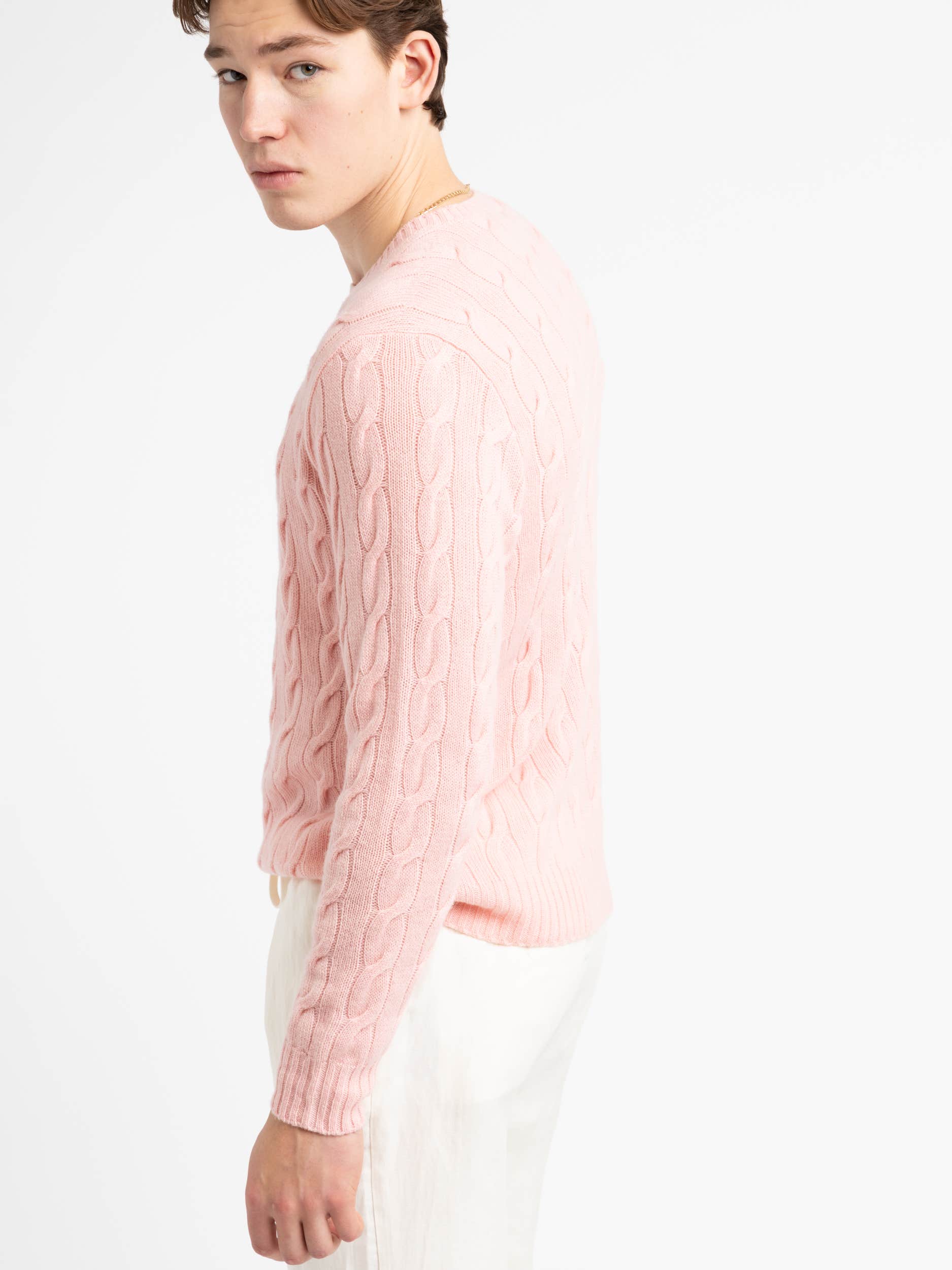 Crystal Rose Cable-Knit Cashmere Sweater