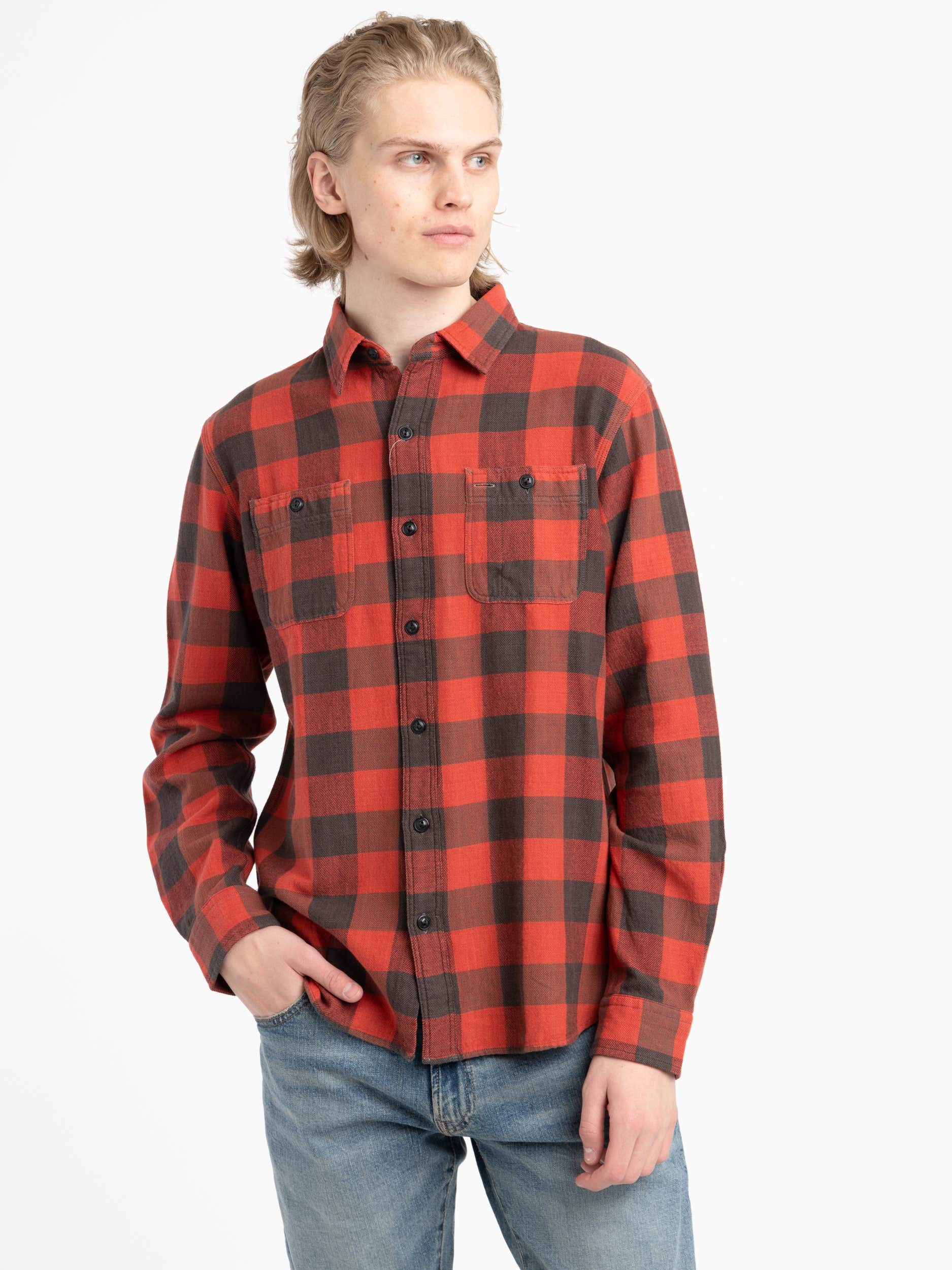 Red/Black Buffalo Plaid Twill Workshirt