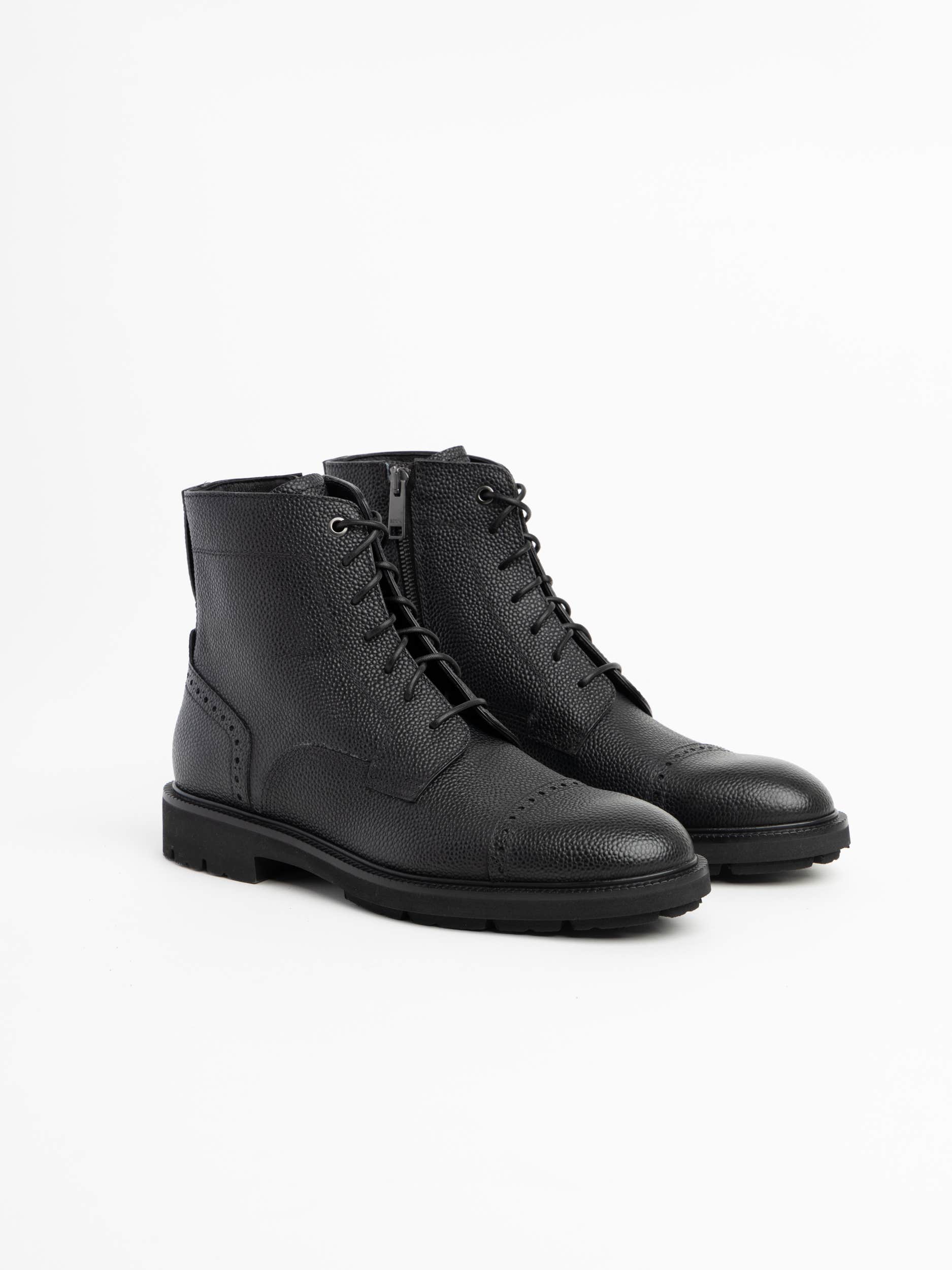 Black Leather Aosta Boots
