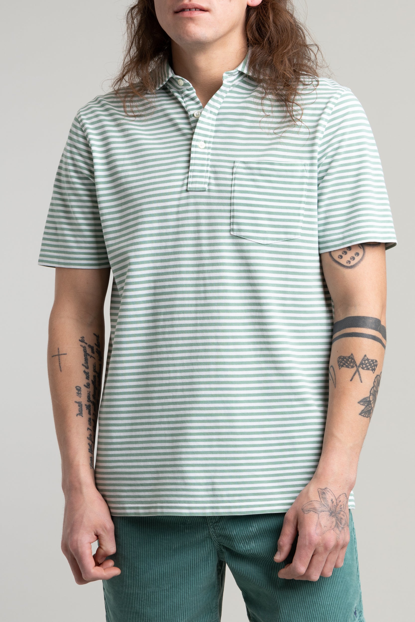 Striped 2024 pique polo