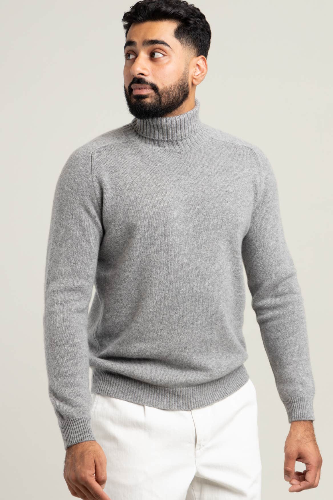 Light Grey Cashmere Rollneck Sweater