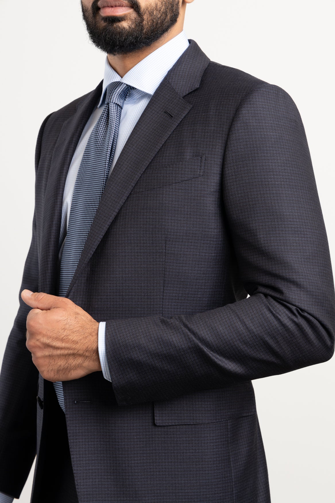 Navy check suit discount jacket