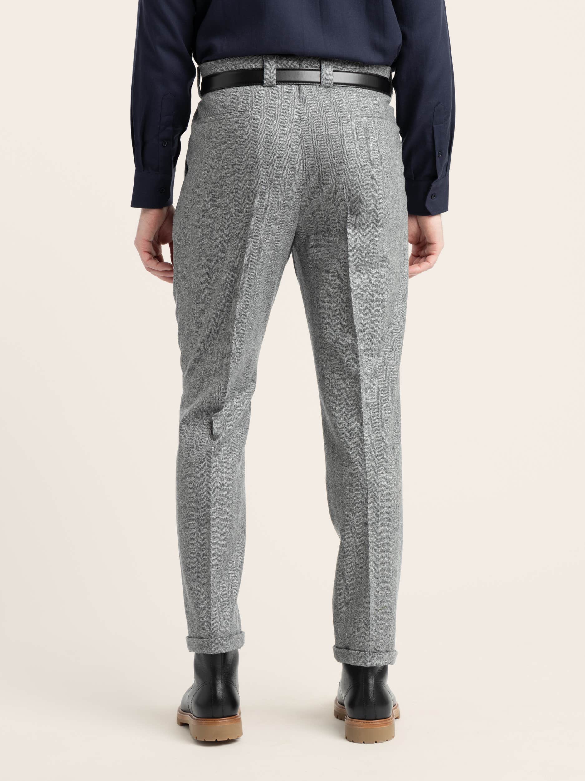 Grey Pleated Wool Trousers