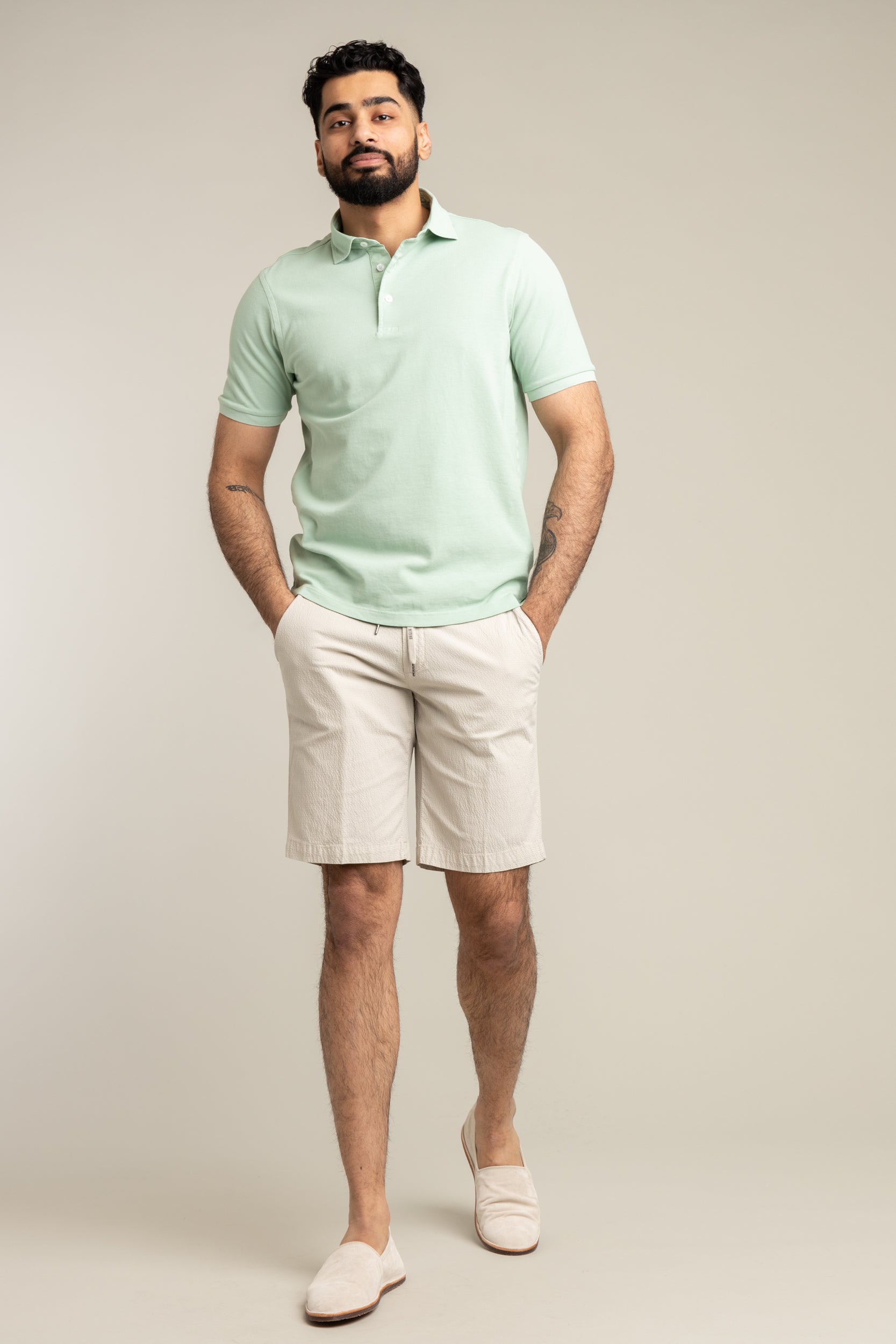 Khaki shorts shop and polo shirt