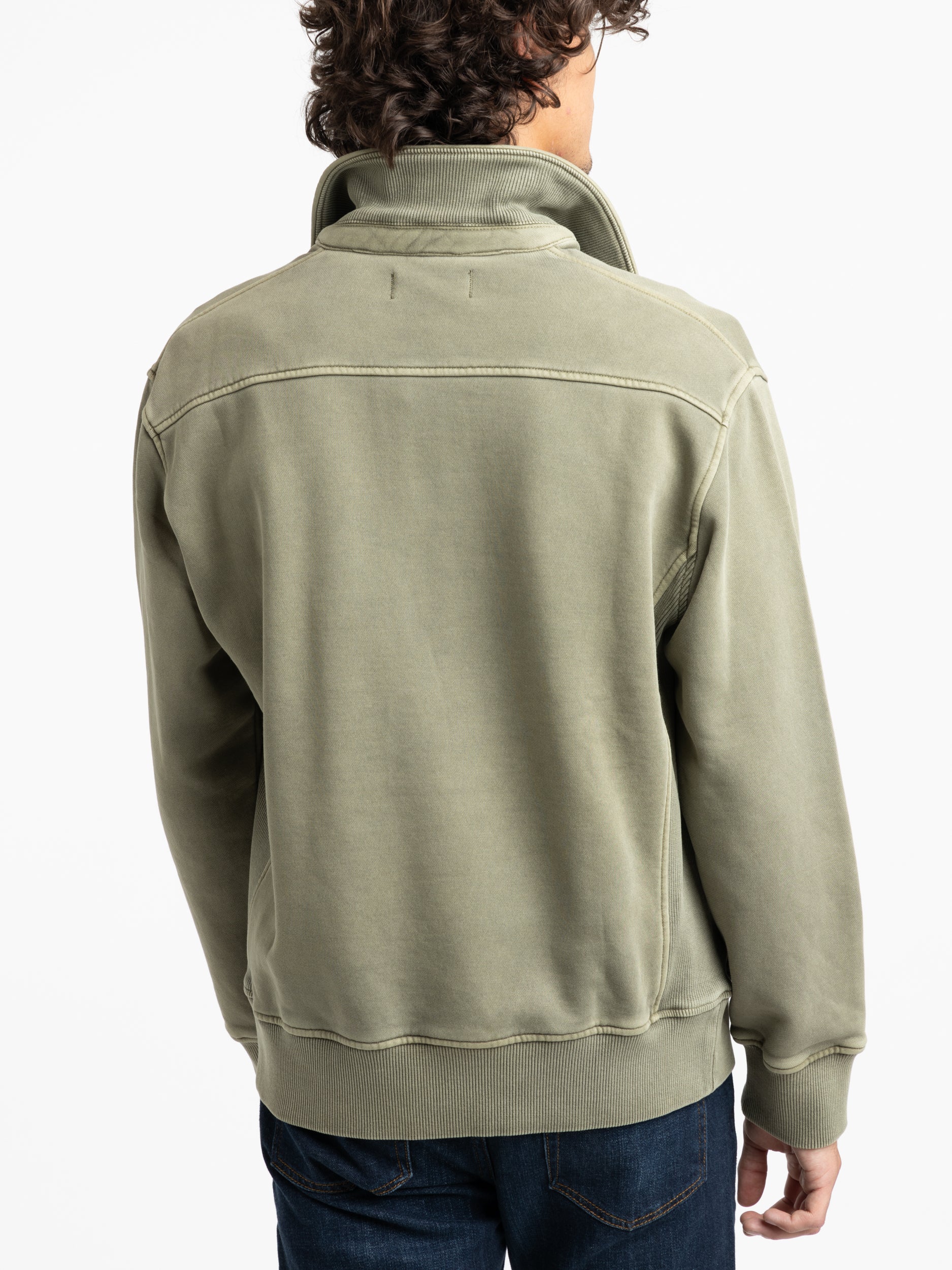 Olive Green Som Half Zip Sweatshirt in Fleece – The Helm Clothing