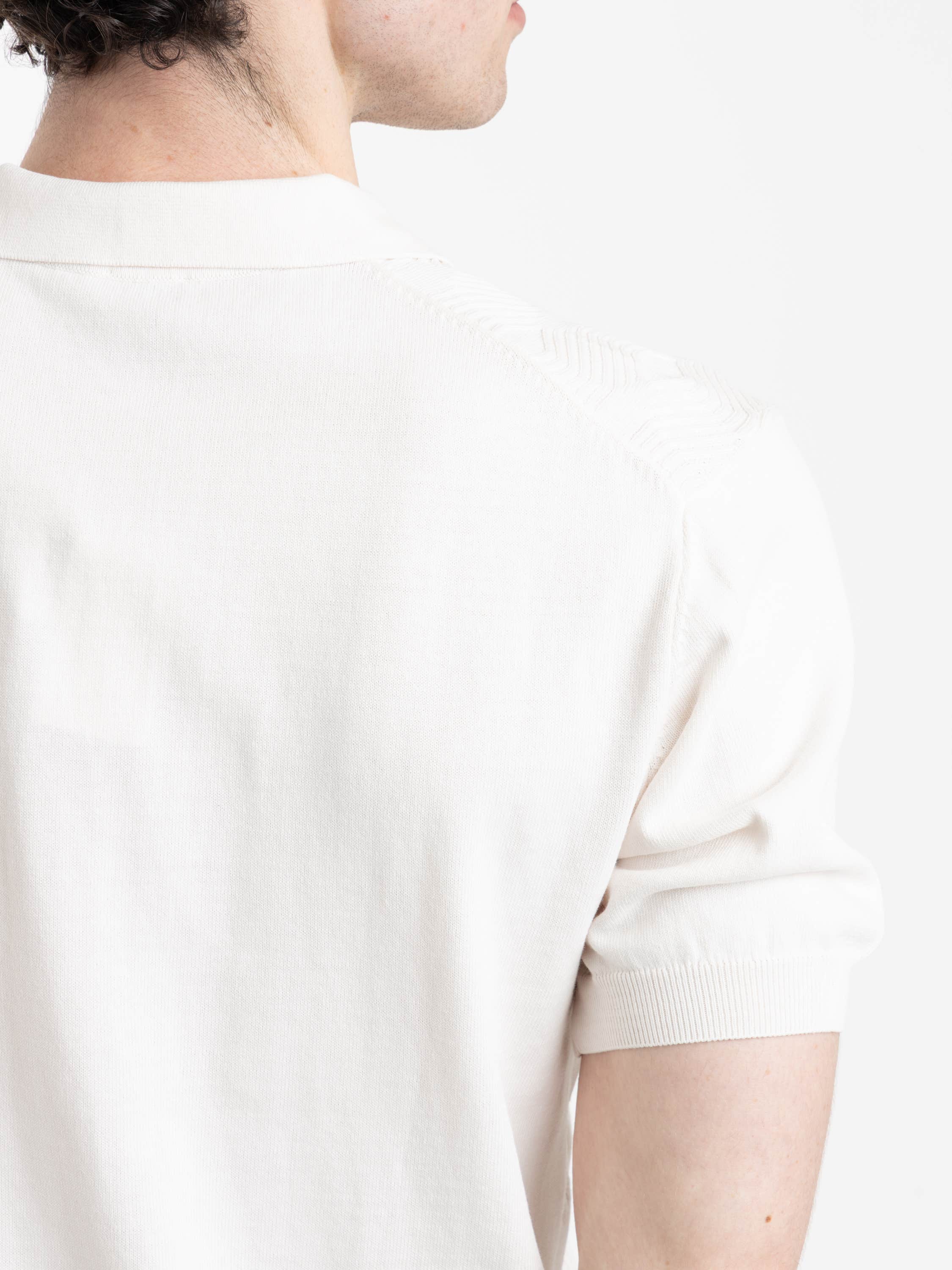 Cream Jacquard Johnny Short Sleeve Knit Polo