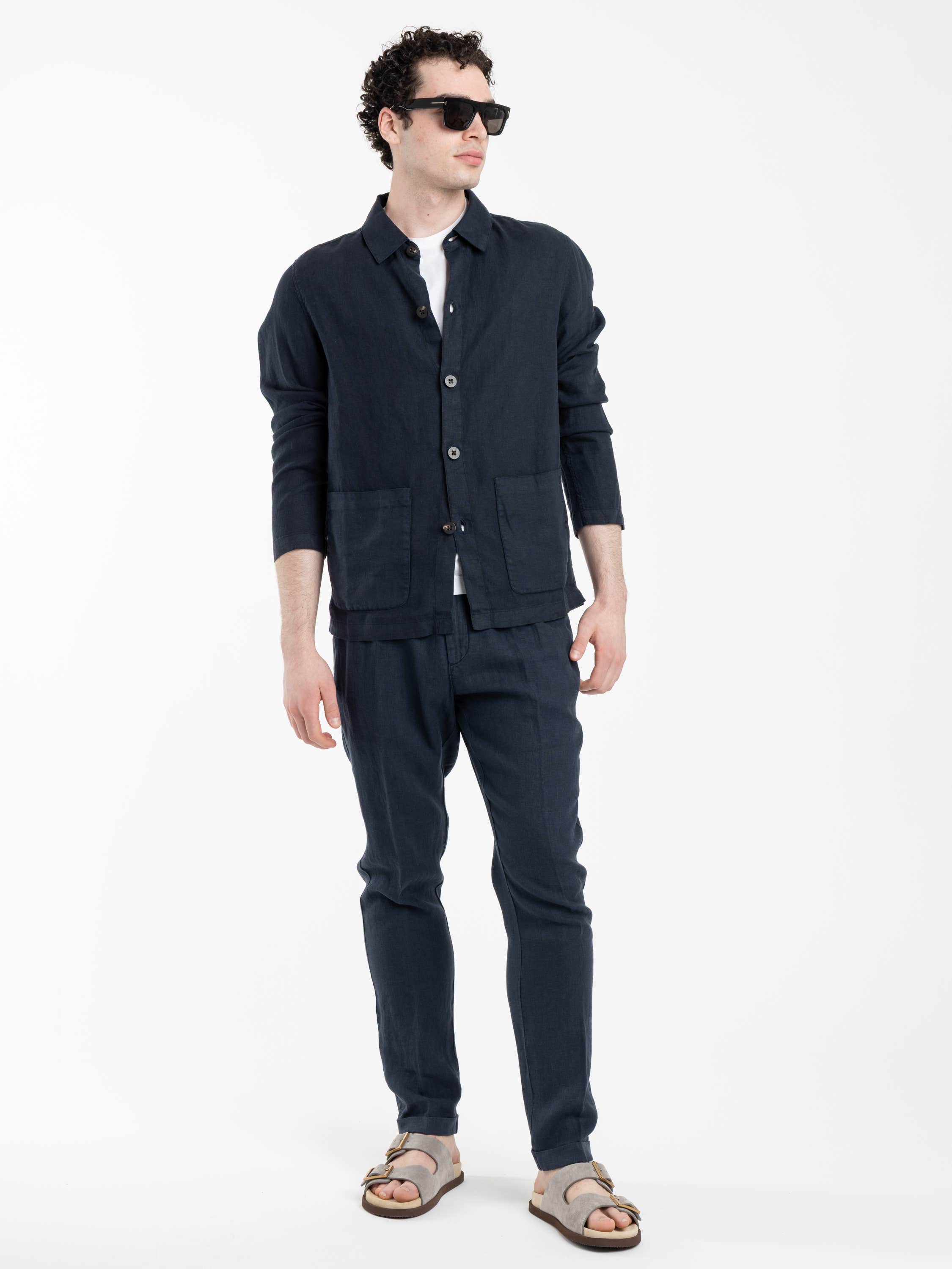 Navy Linen Overshirt