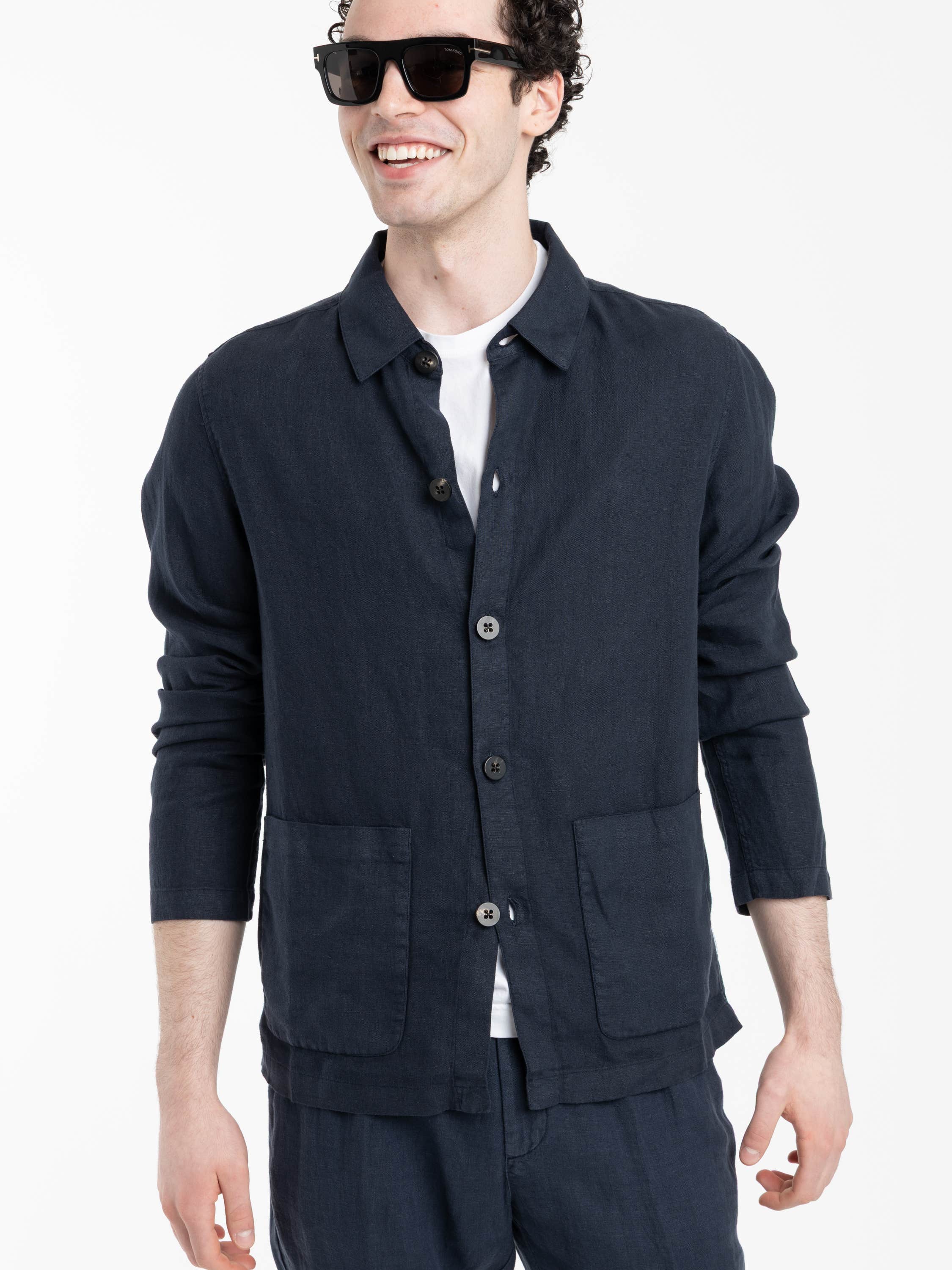 Navy Linen Overshirt