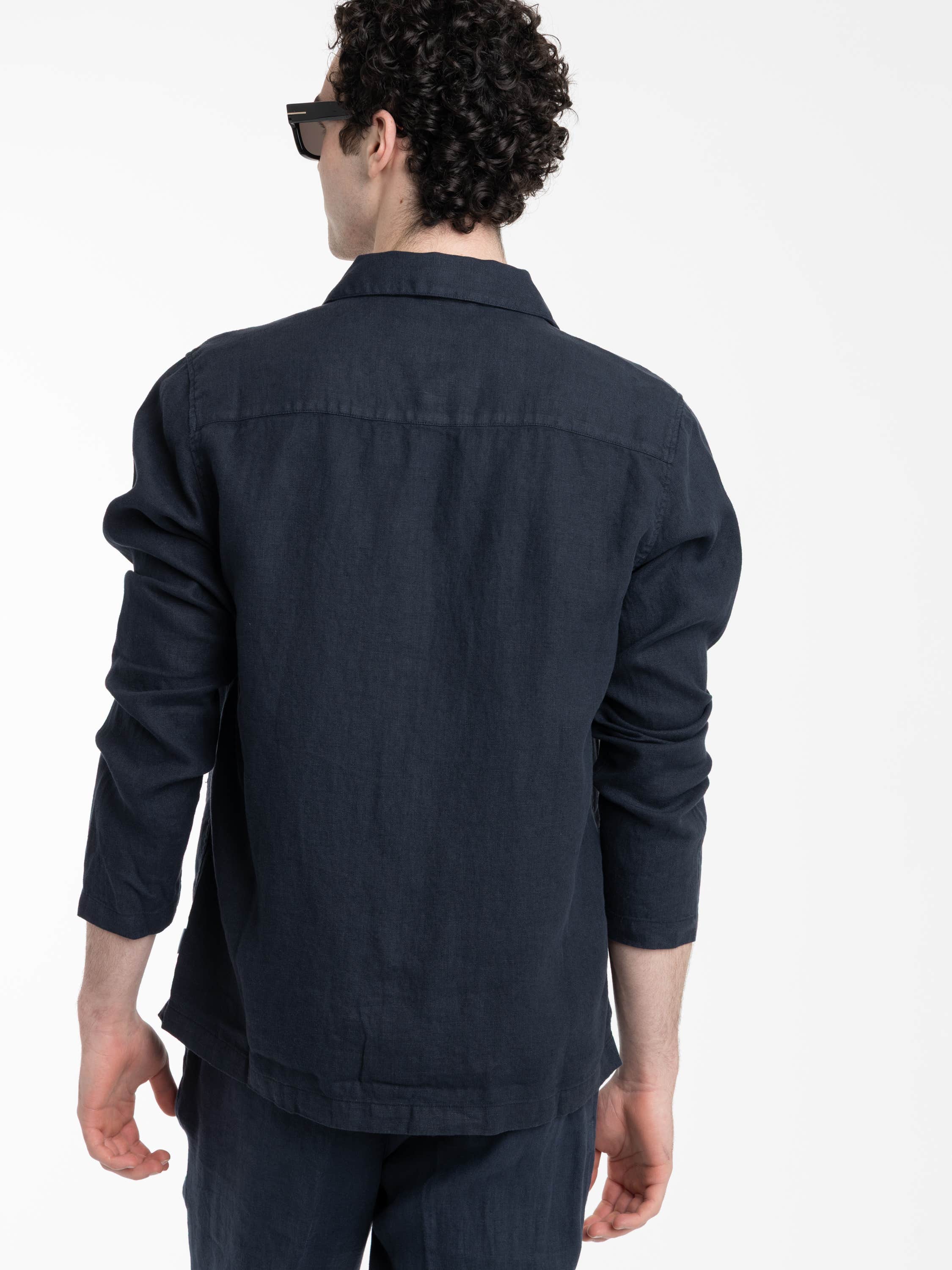 Navy Linen Overshirt