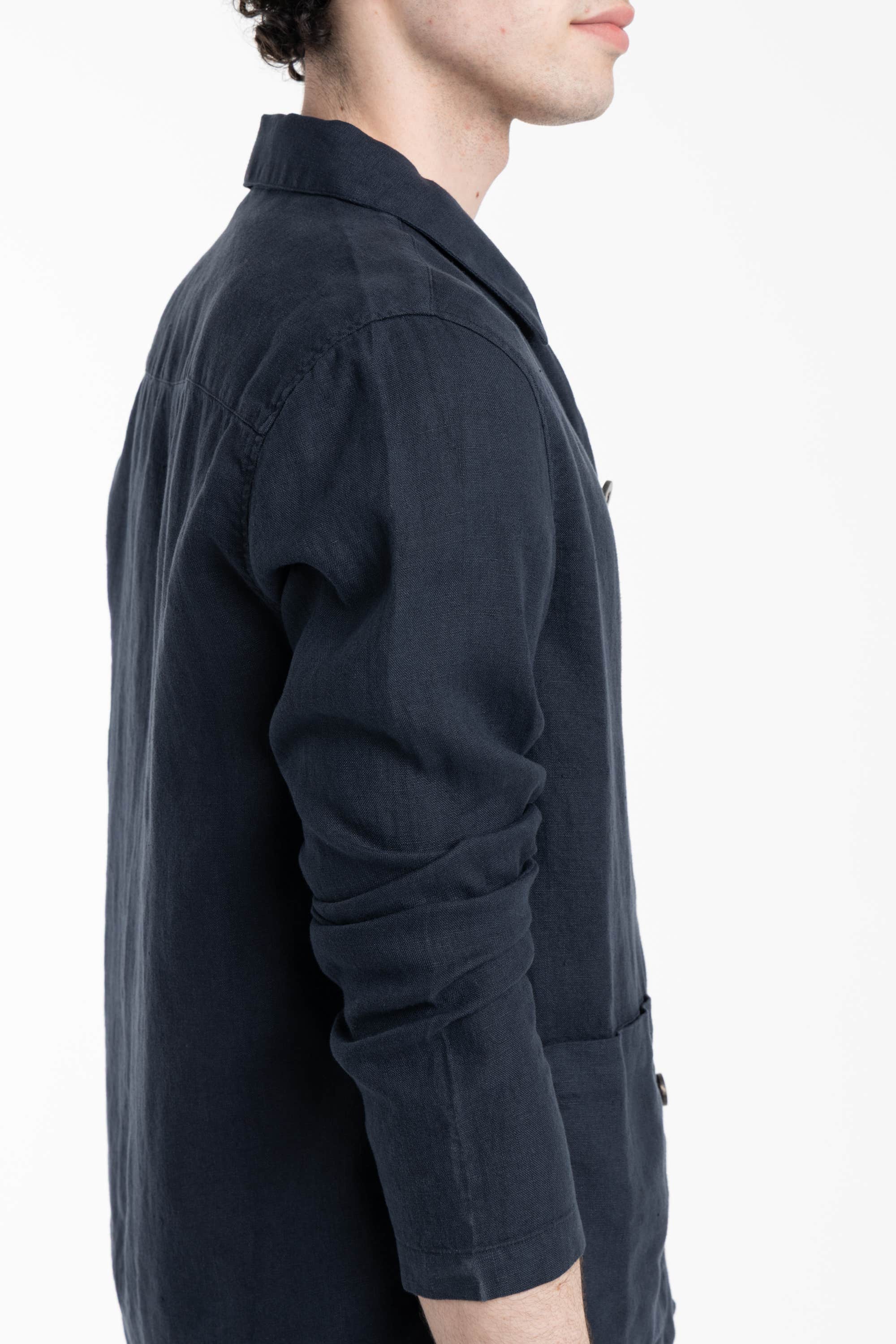 Navy Linen Overshirt