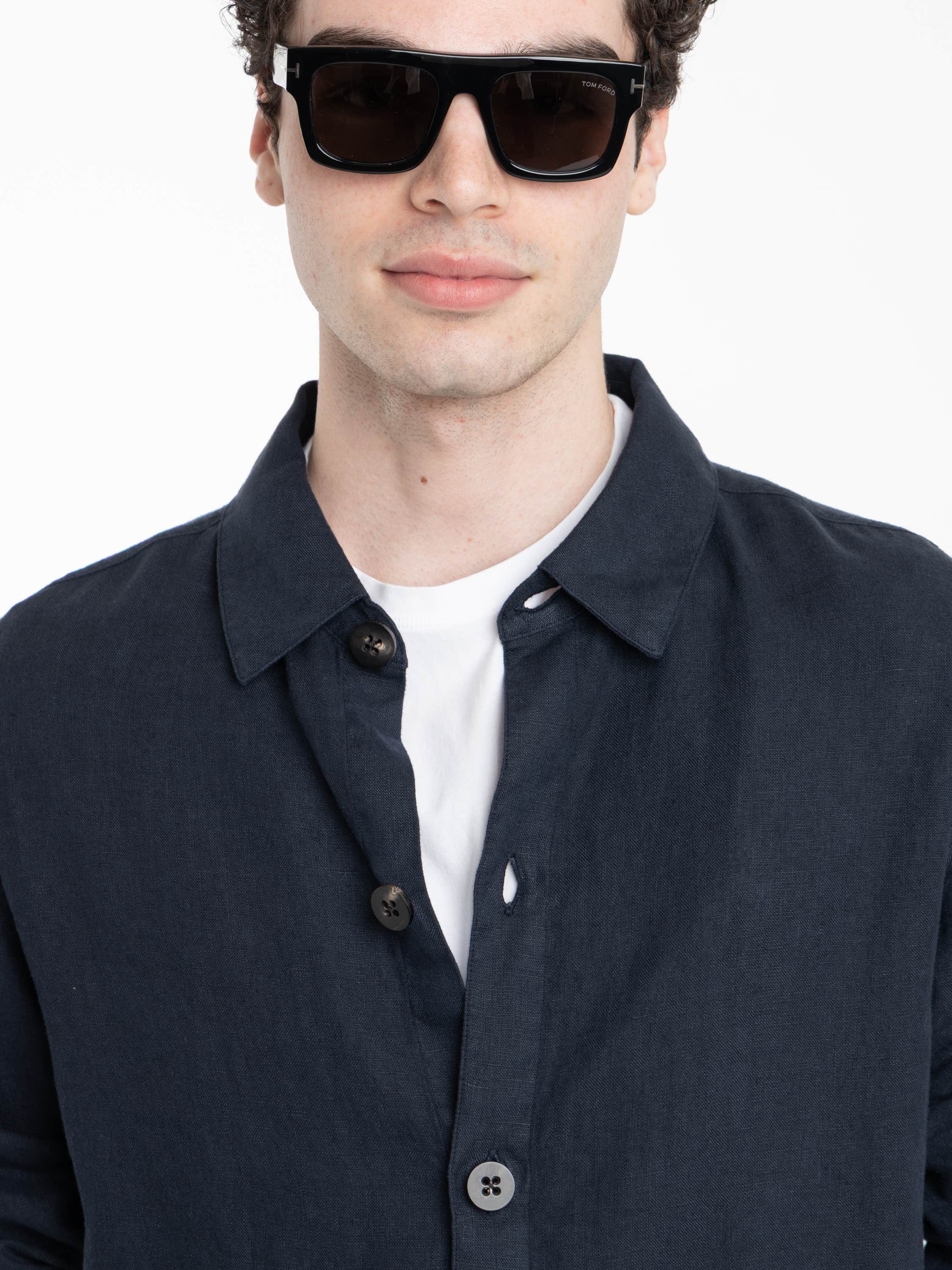 Navy Linen Overshirt