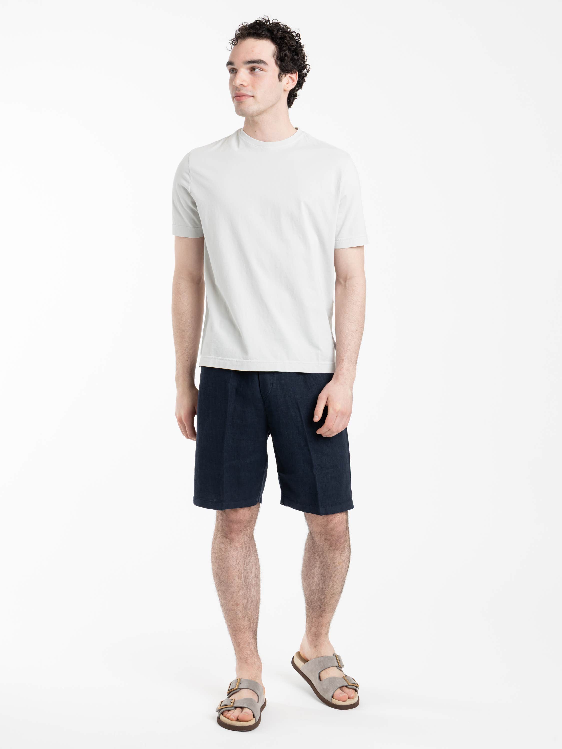 Navy Linen Shorts