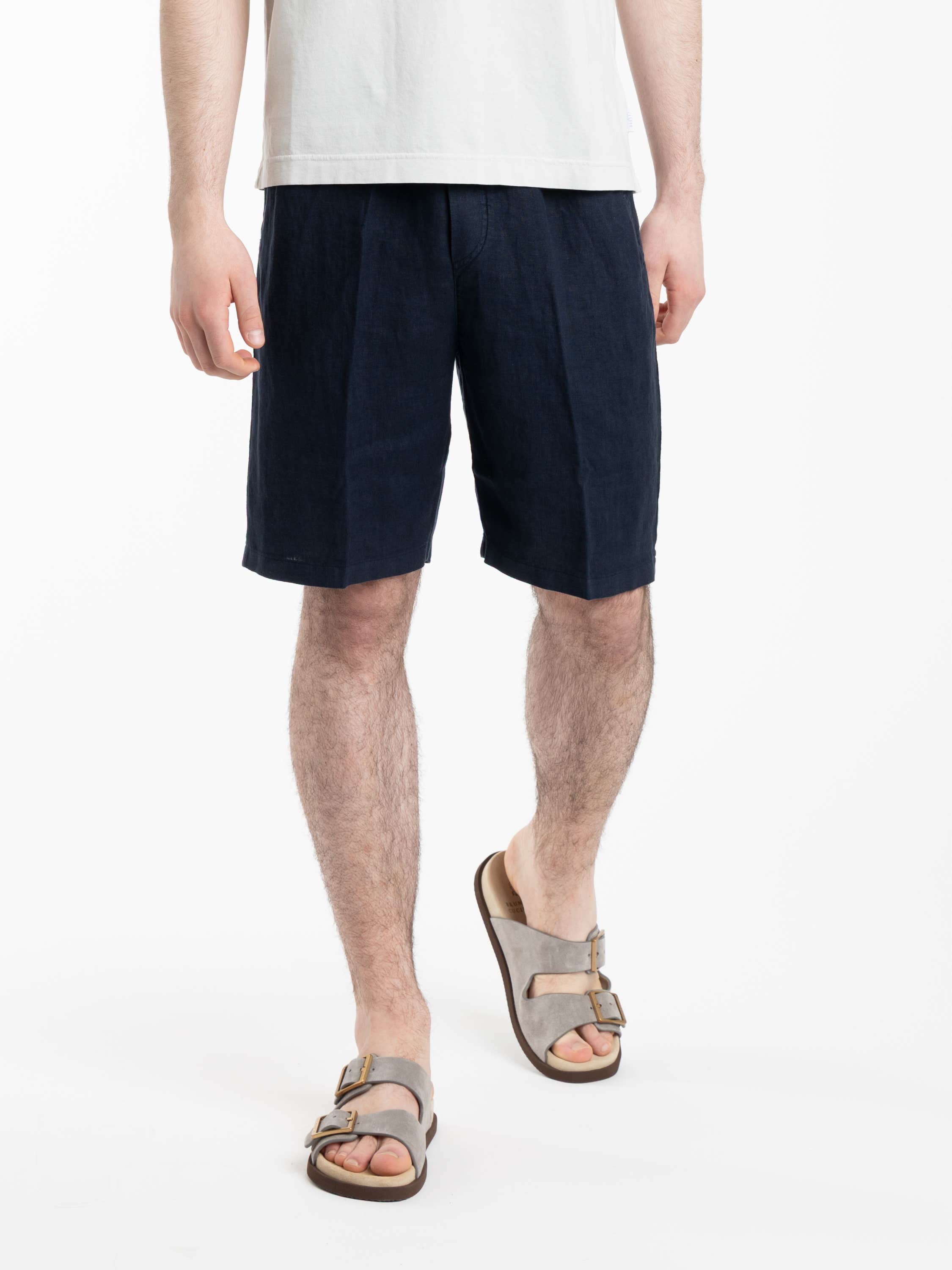 Navy Linen Shorts