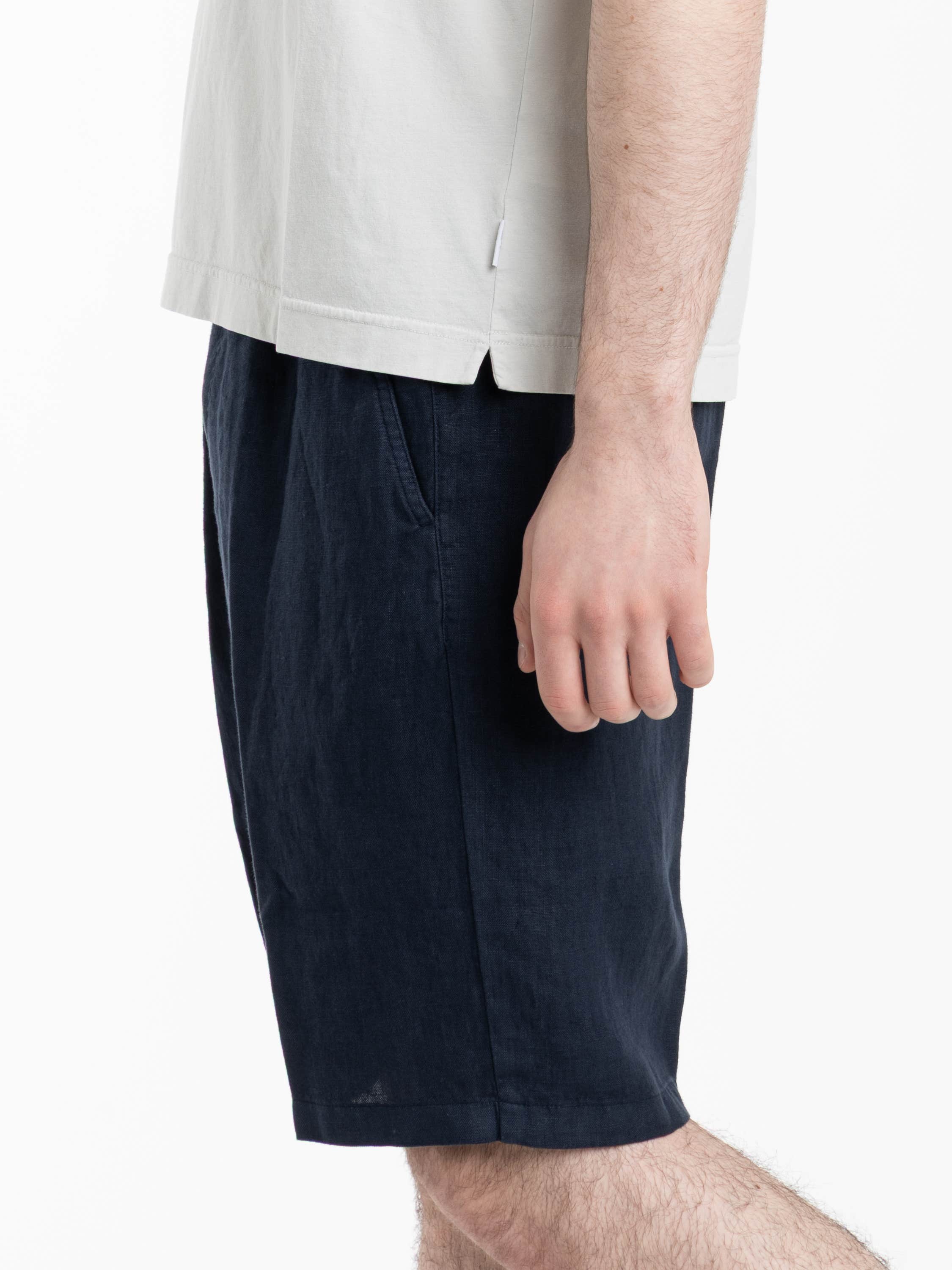 Navy Linen Shorts