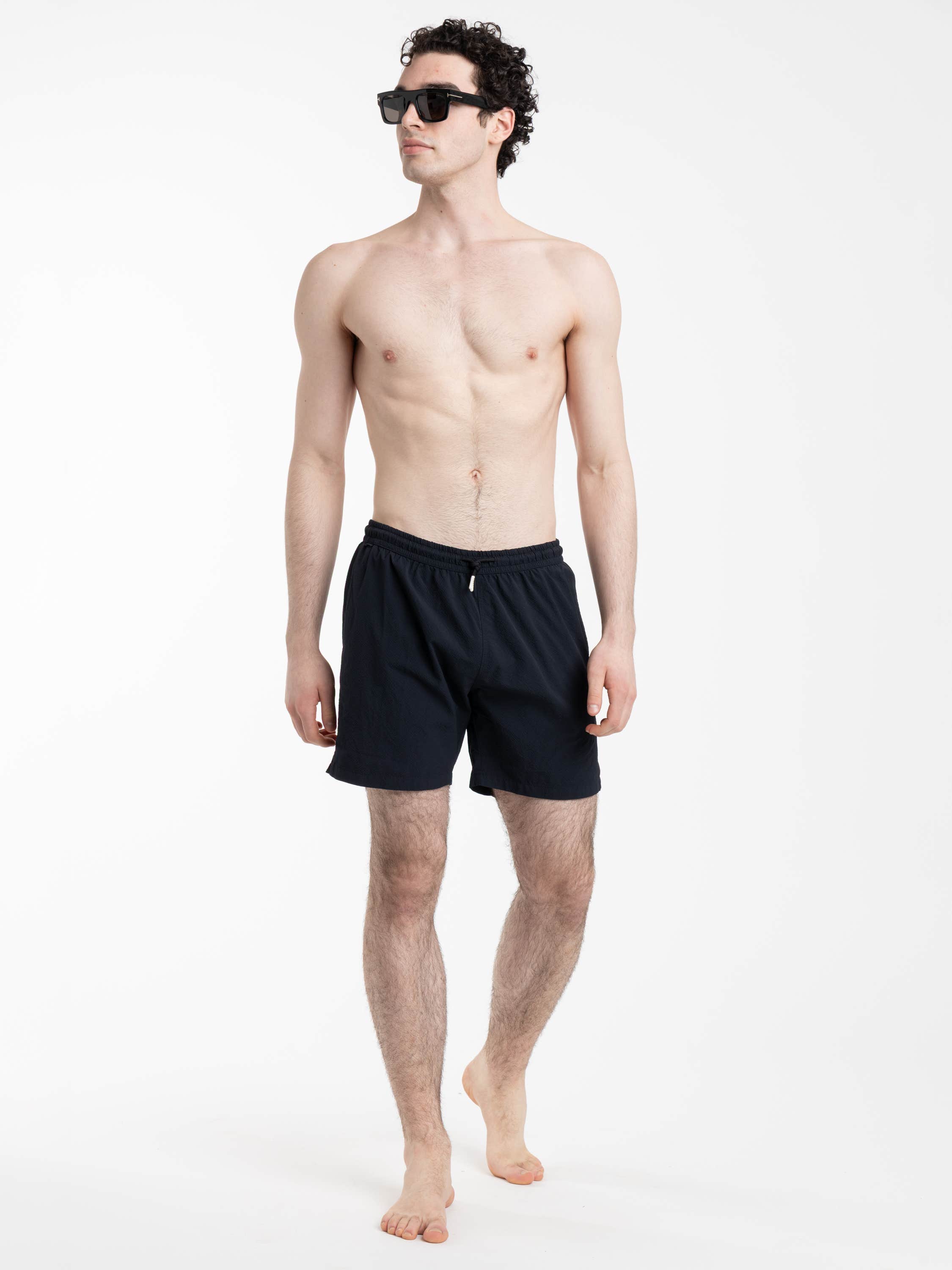 Navy Moni Seersucker Swim Shorts