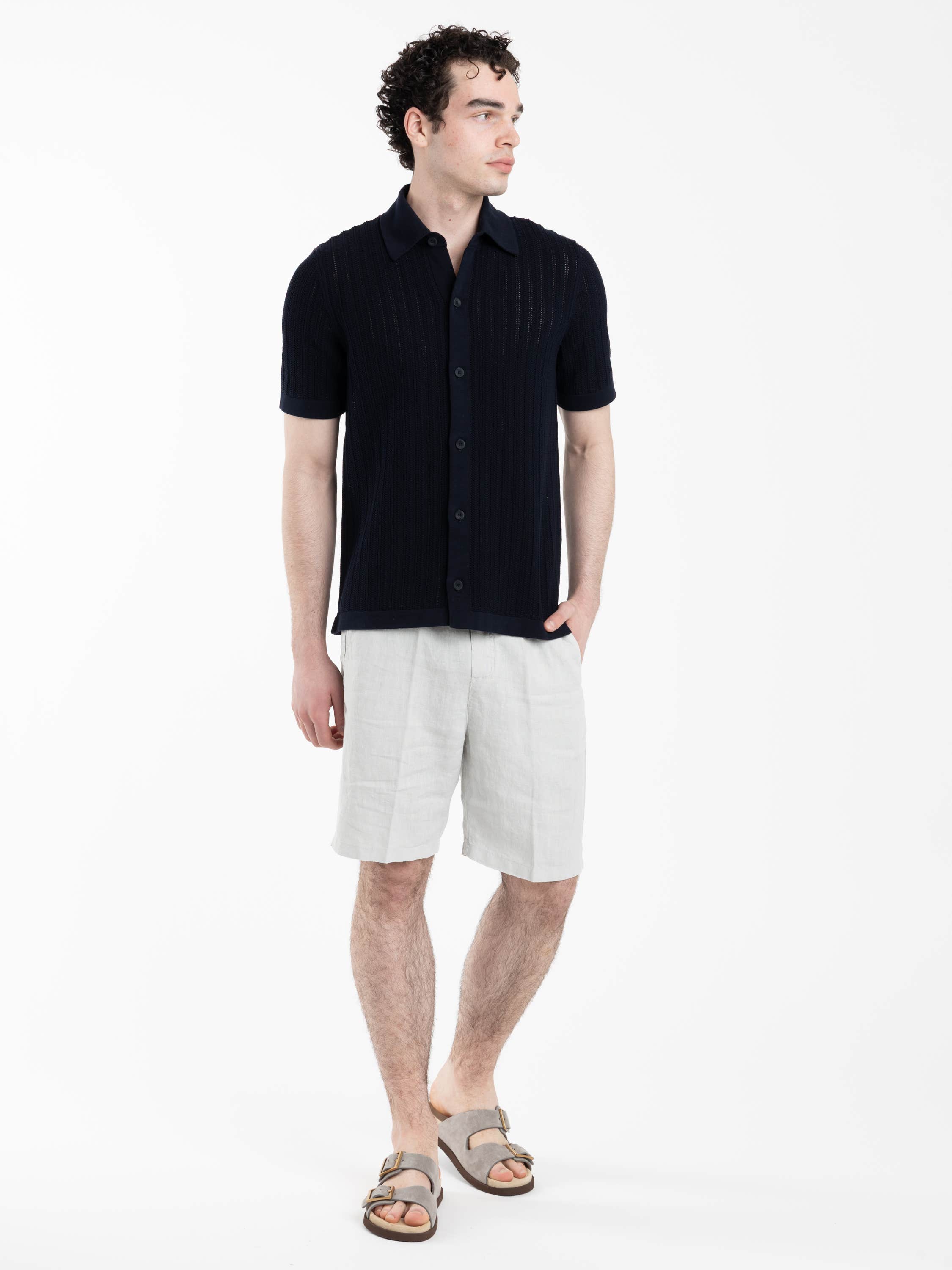 Navy Short Sleeve Cotton Shirt