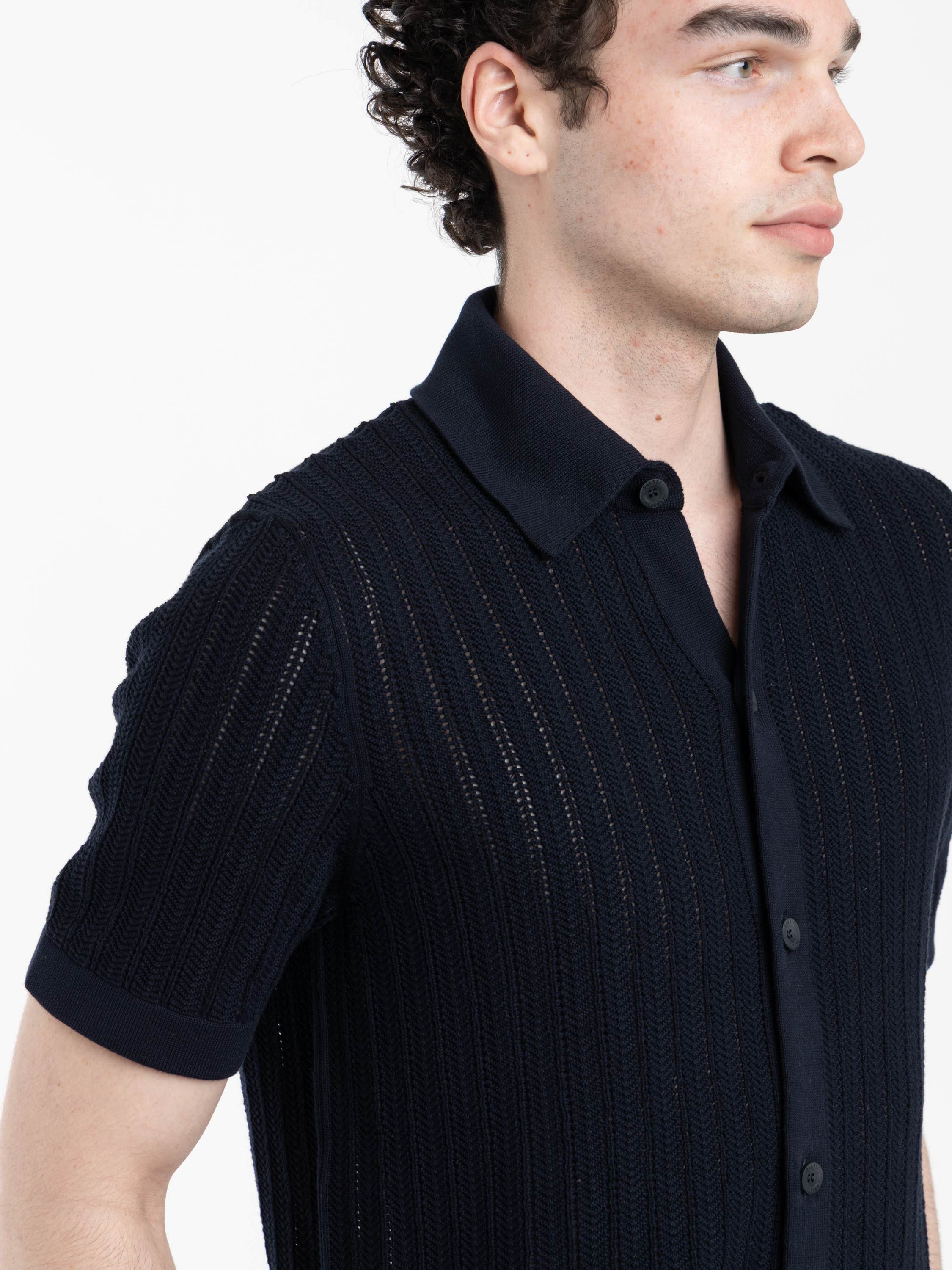 Navy Short Sleeve Cotton Shirt