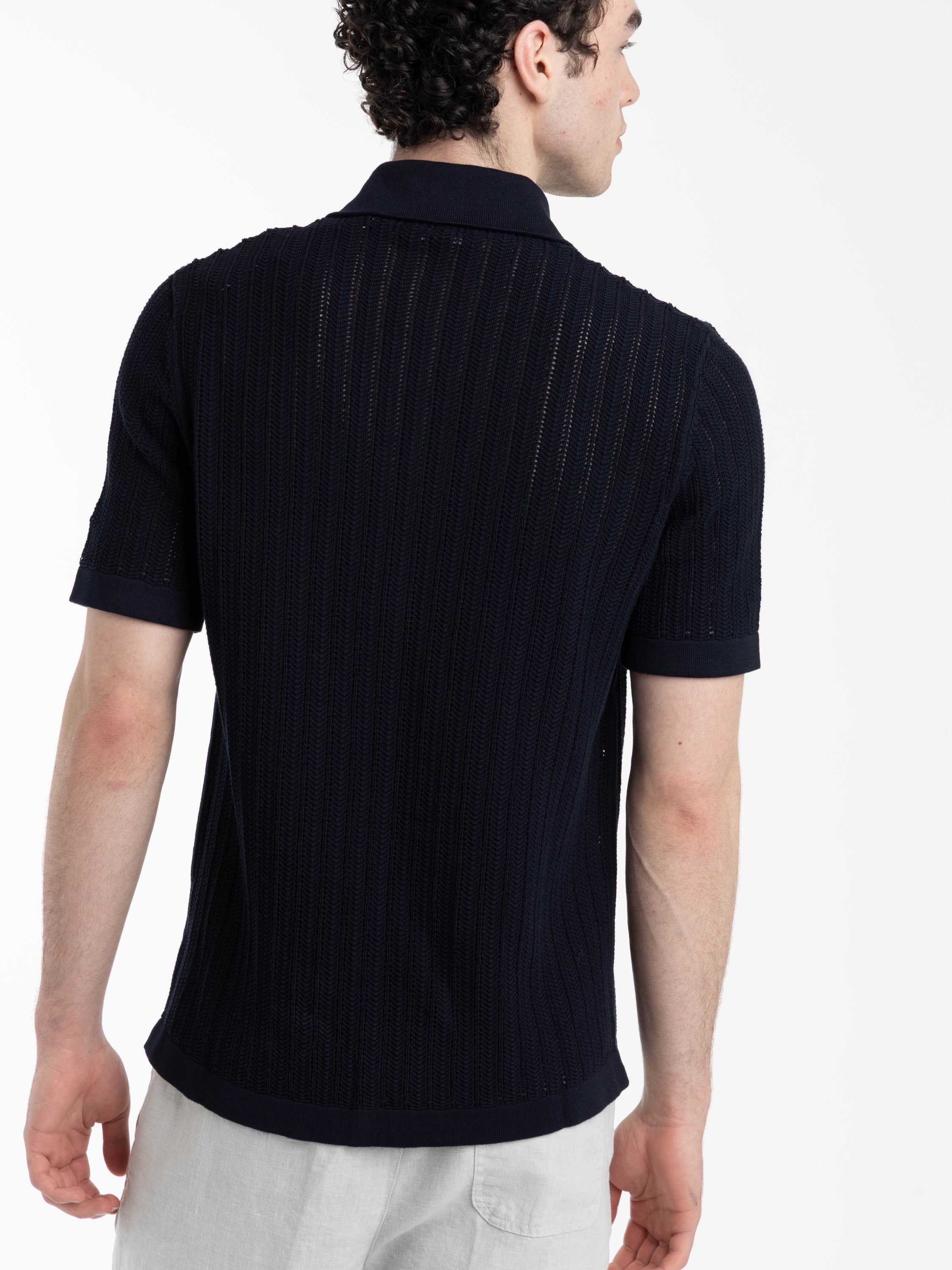 Navy Short Sleeve Cotton Shirt