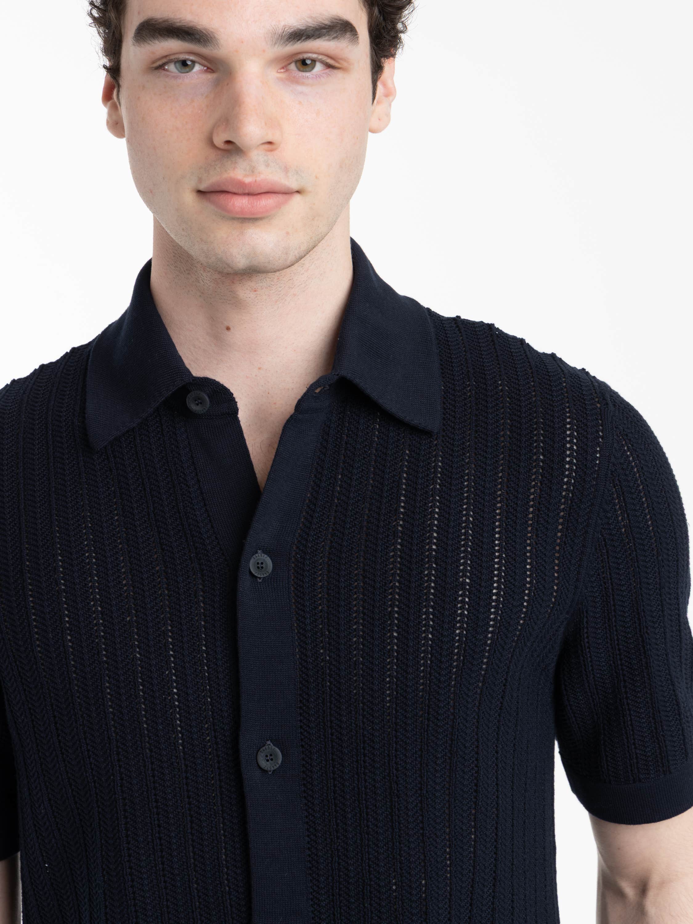 Navy Short Sleeve Cotton Shirt