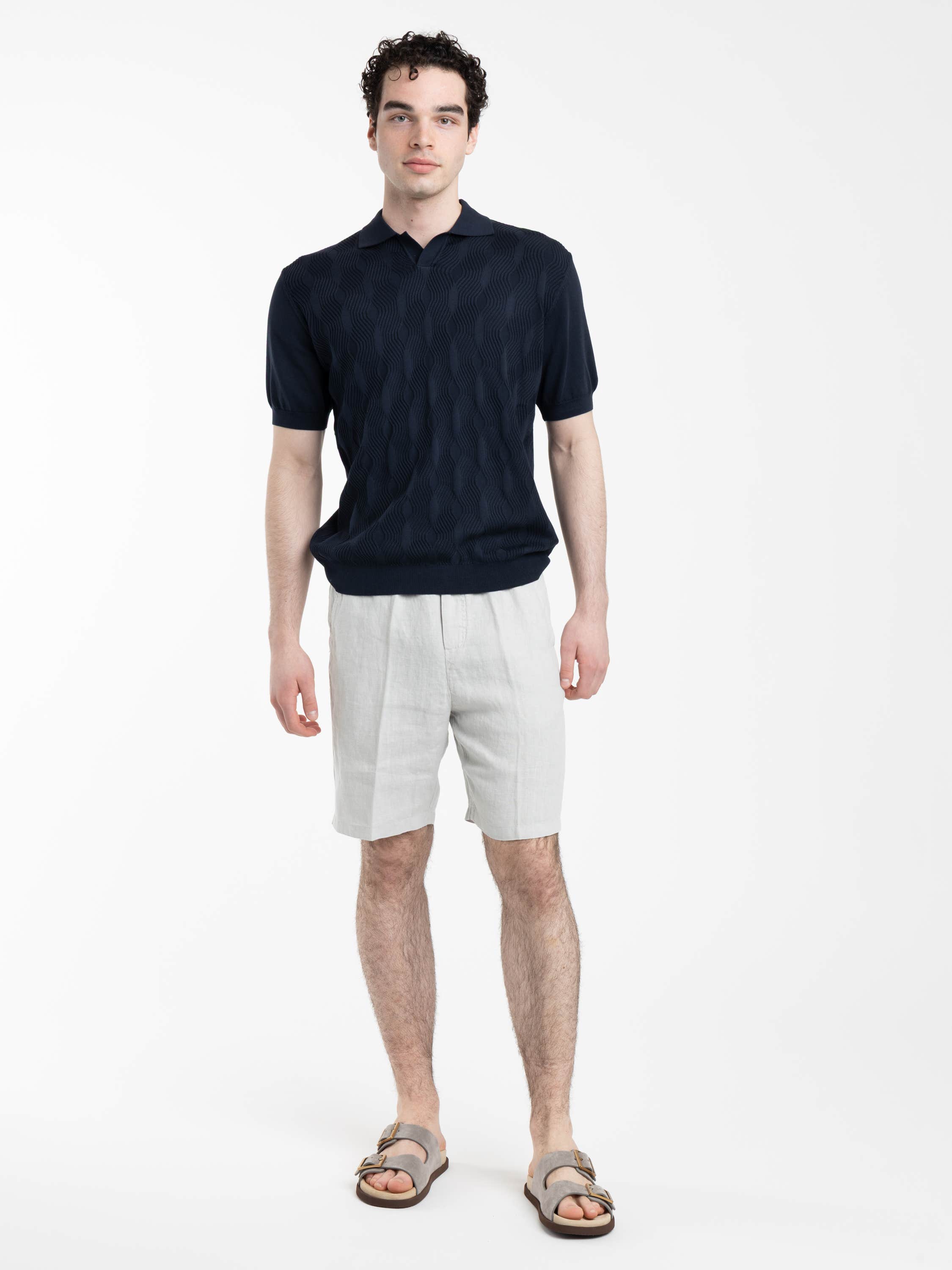 Pearl Grey Linen Shorts