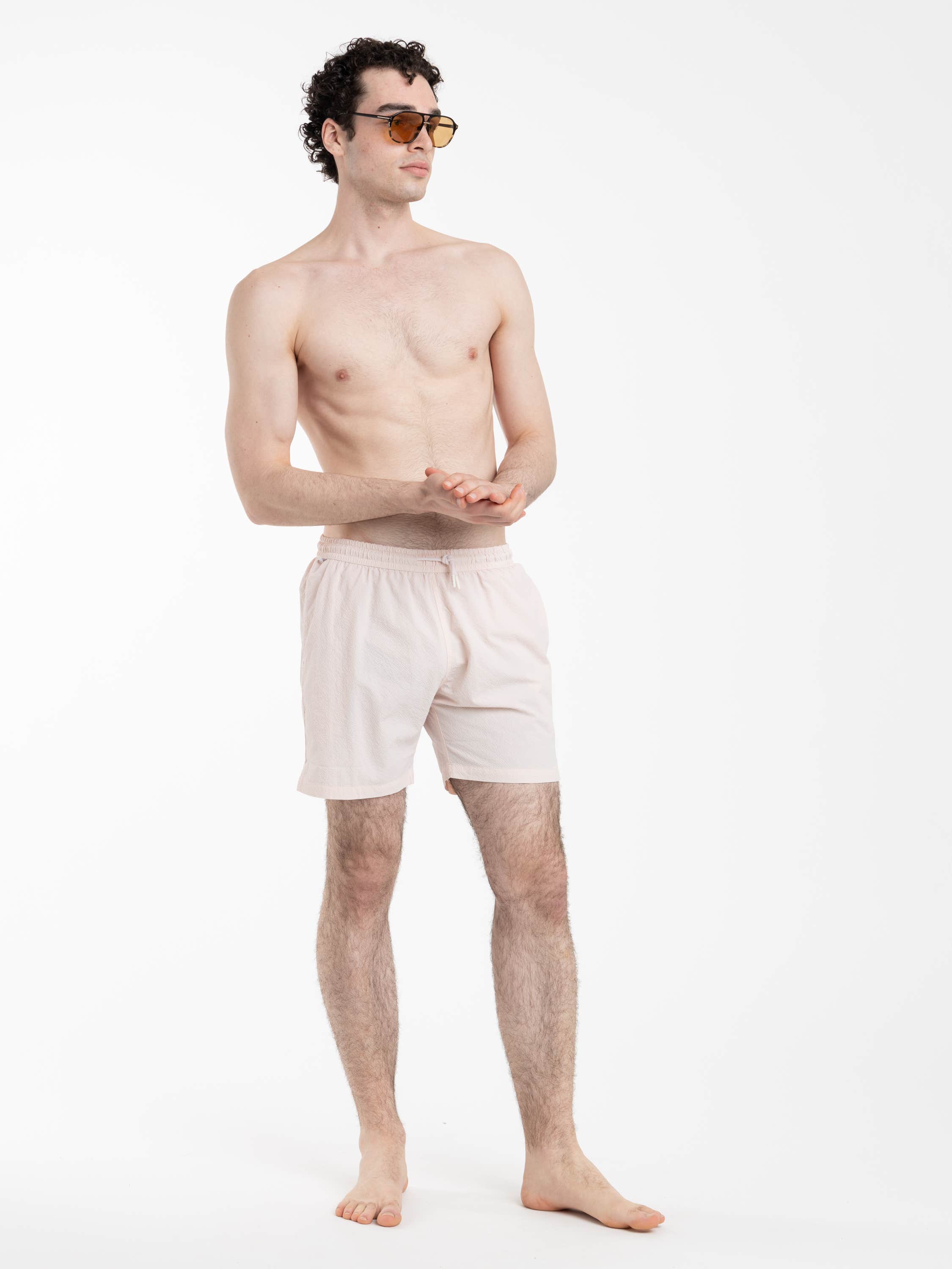 Rose Moni Seersucker Swim Shorts