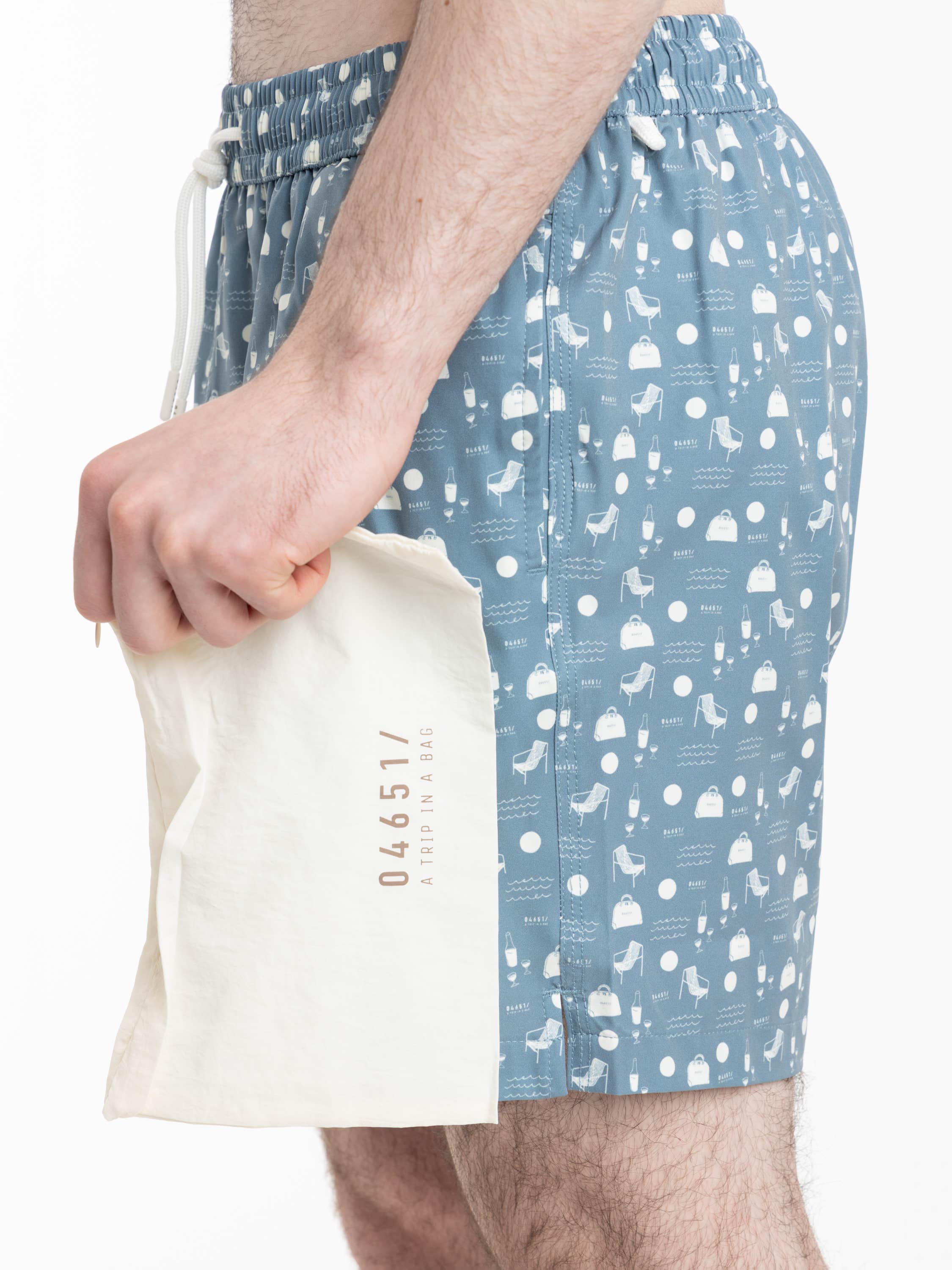 Smoky Blue Seaside Swim Shorts