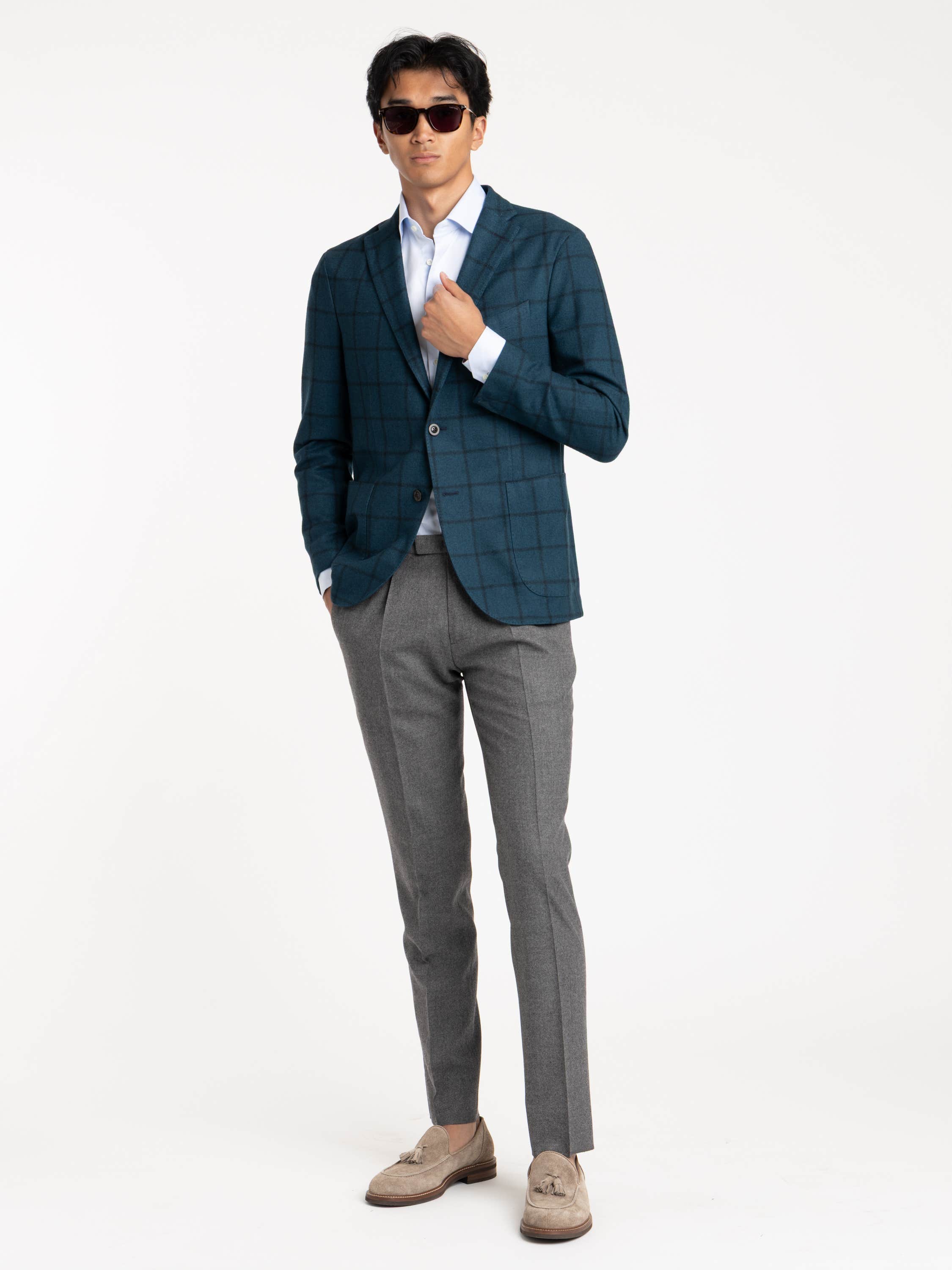 Blue Check Wool K Jacket