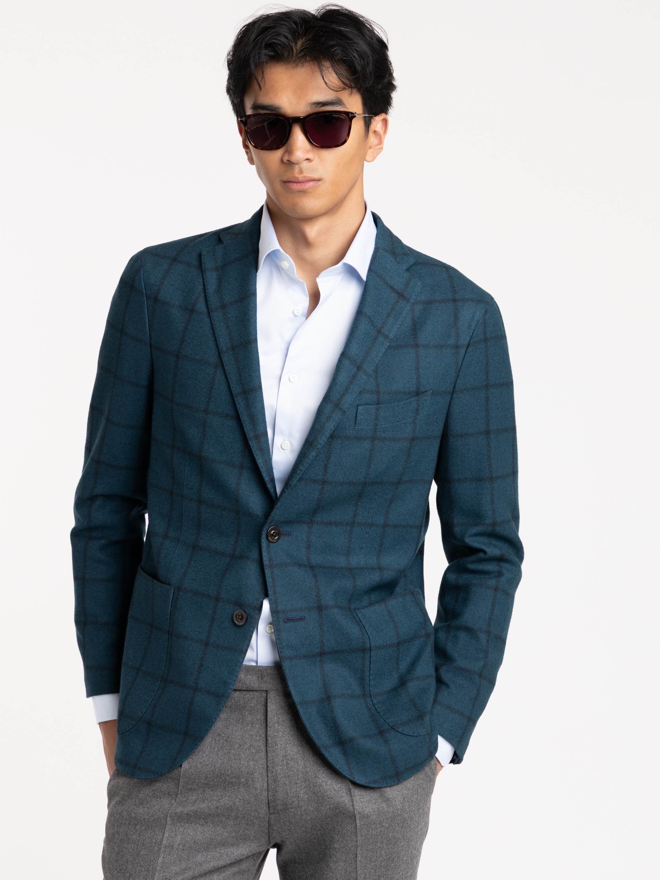 Blue Check Wool K Jacket