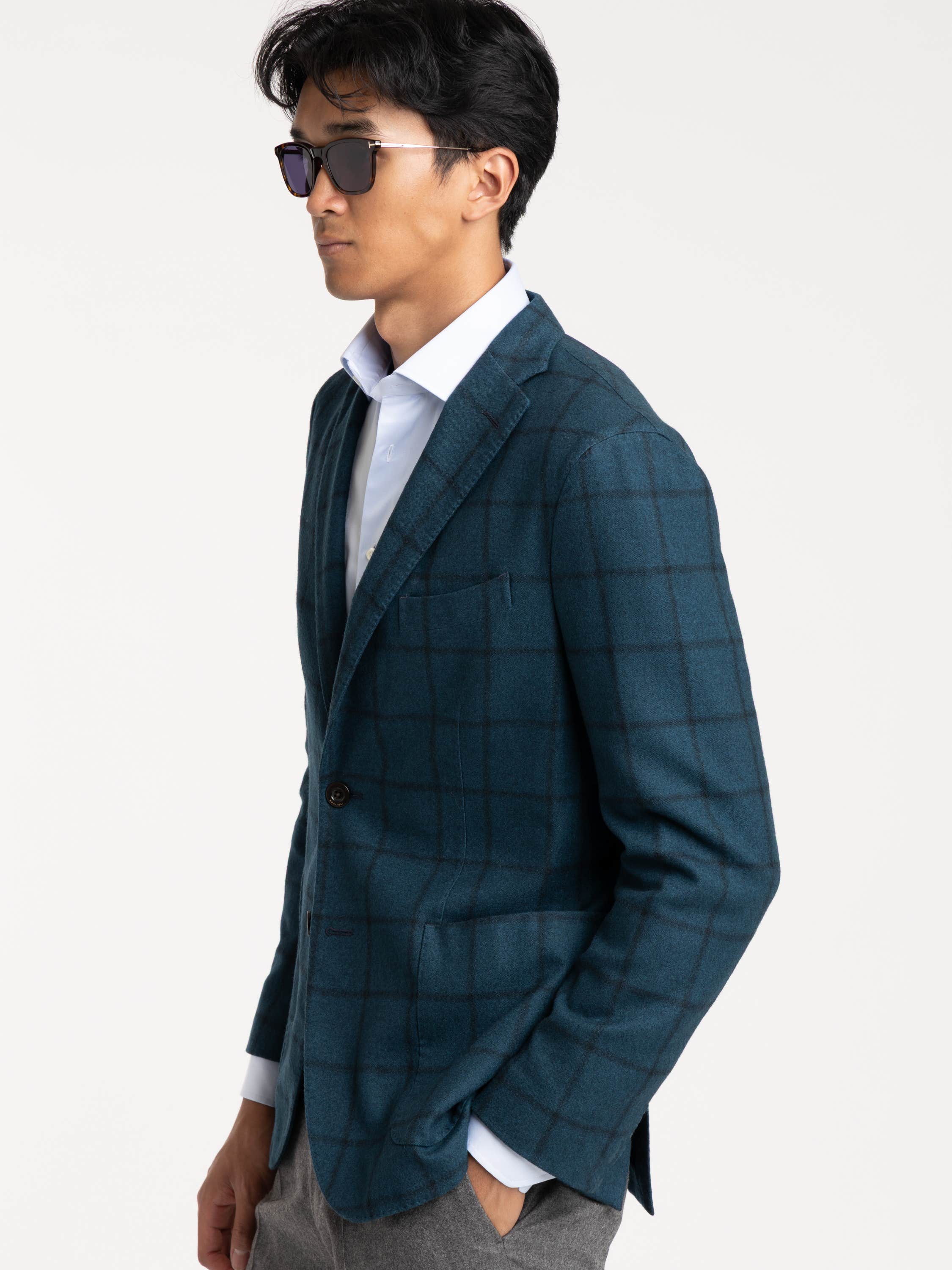 Blue Check Wool K Jacket
